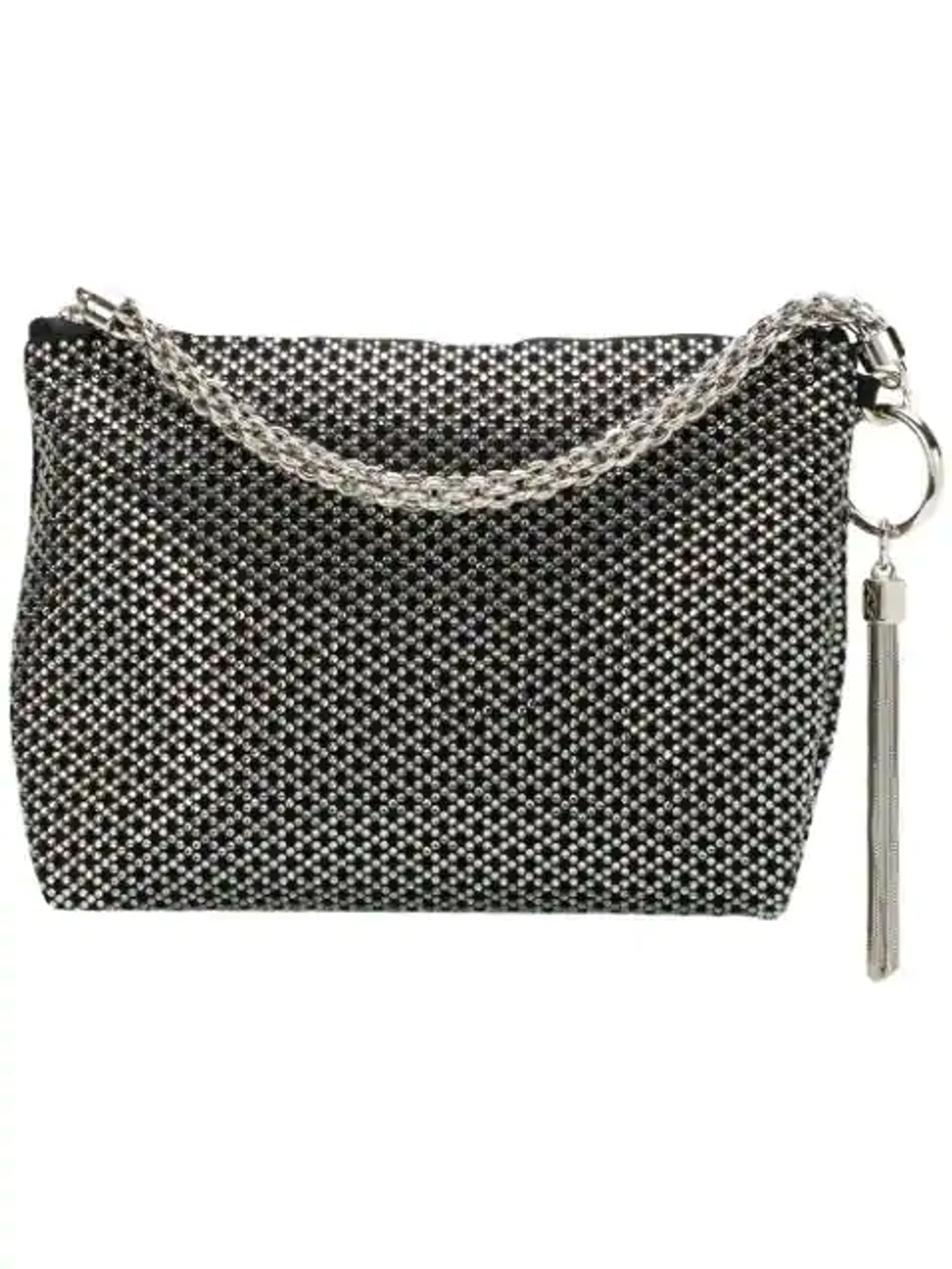 Jimmy Choo Callie Diamond Crystal Chain Evening Clutch Black Bag