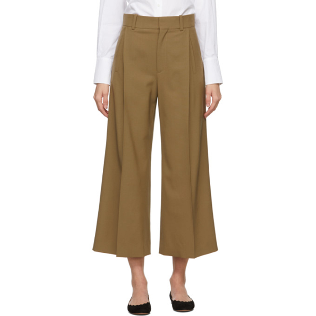 Chloé Chloe Brown Virgin Wool Wide-leg Trousers In 20j Sftbrn