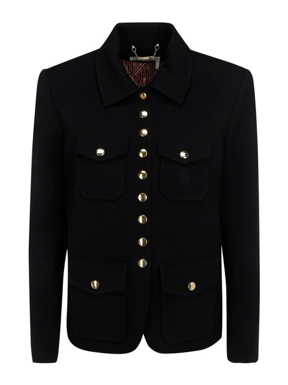 Chloé Double Crepe Military Style Jacket In Black