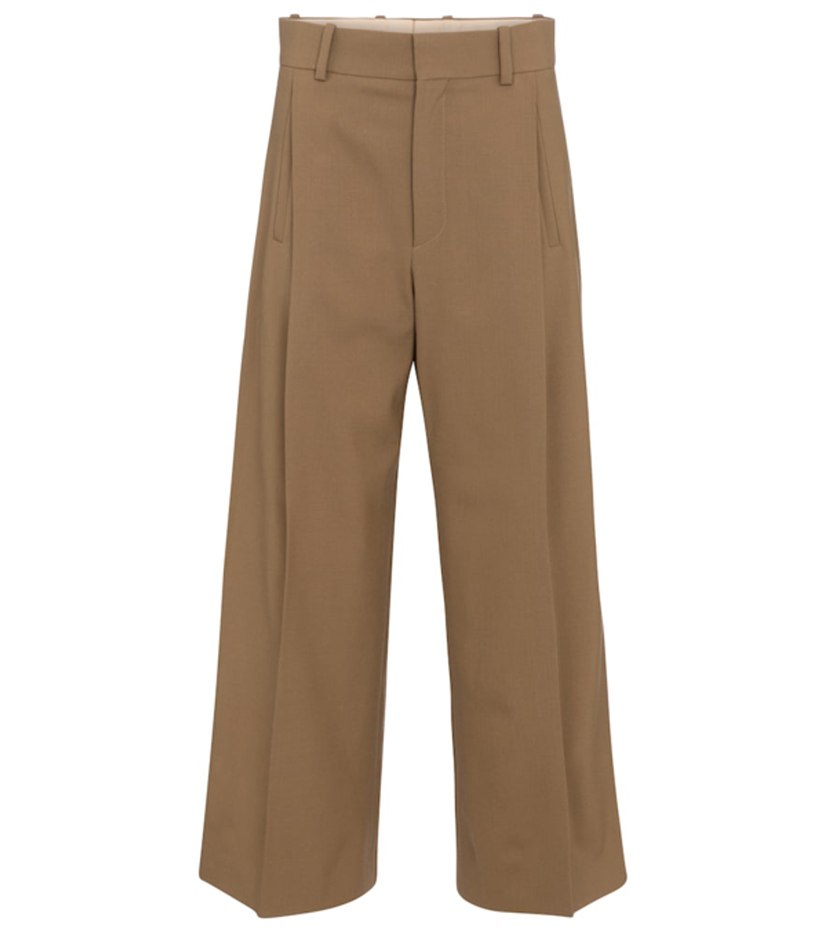Chloé High-rise Wide-leg Wool Twill Pants In Brown