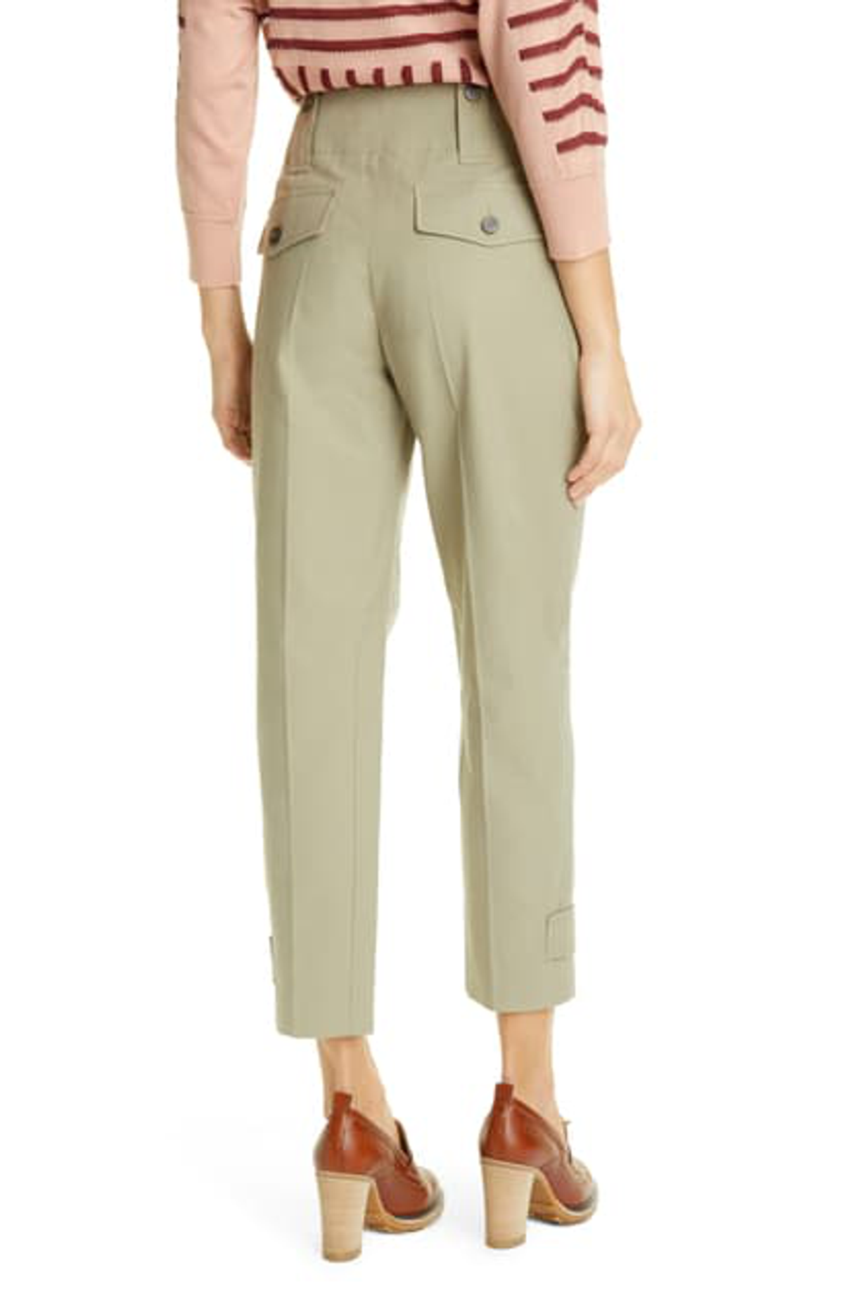 Chloé Cotton Canvas Pants In Slate Green