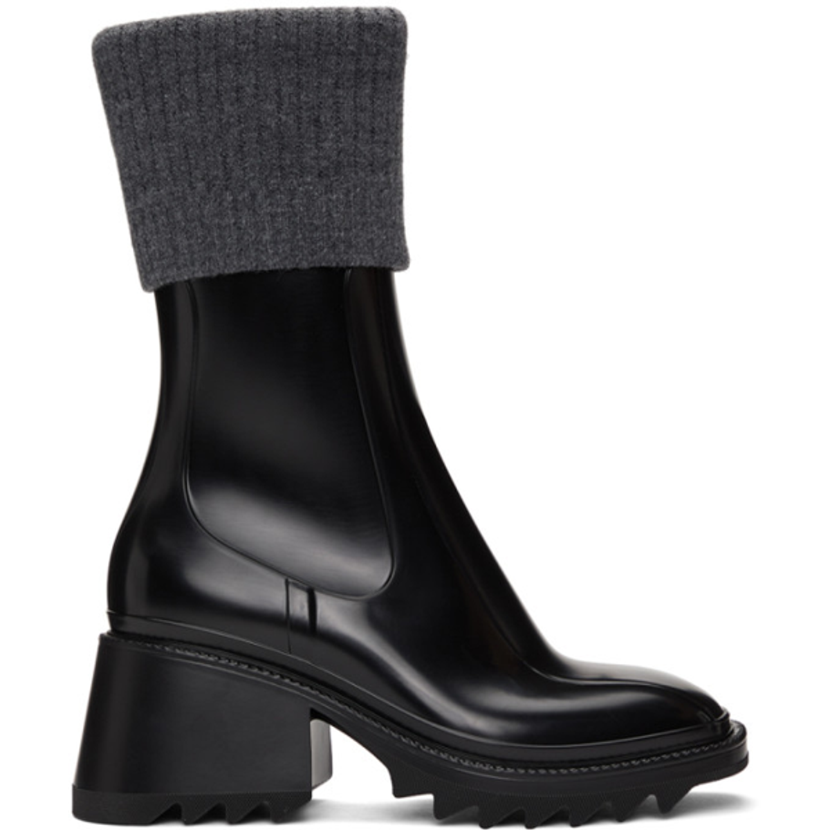 Chloé Chloe Black And Grey Betty Rain Boots In 001 Black