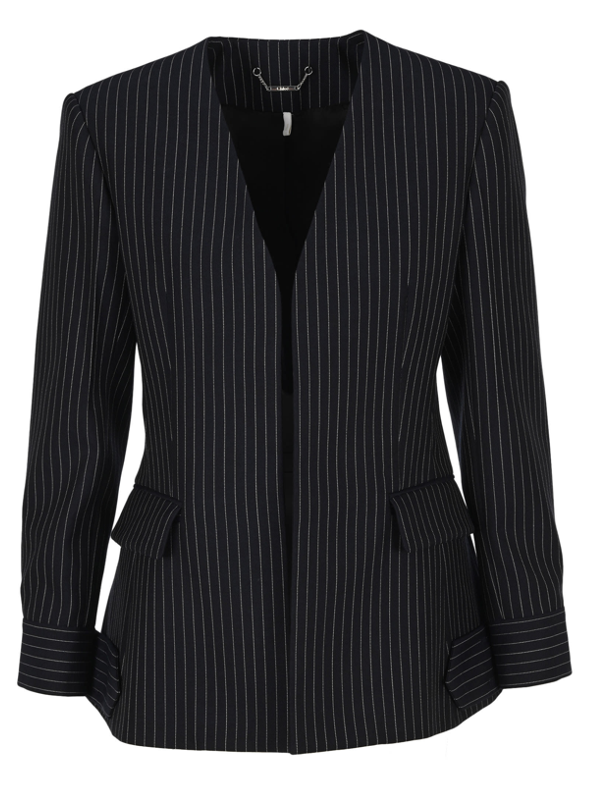 Chloé Chloe Pinstriped Blazer In Ink Blue