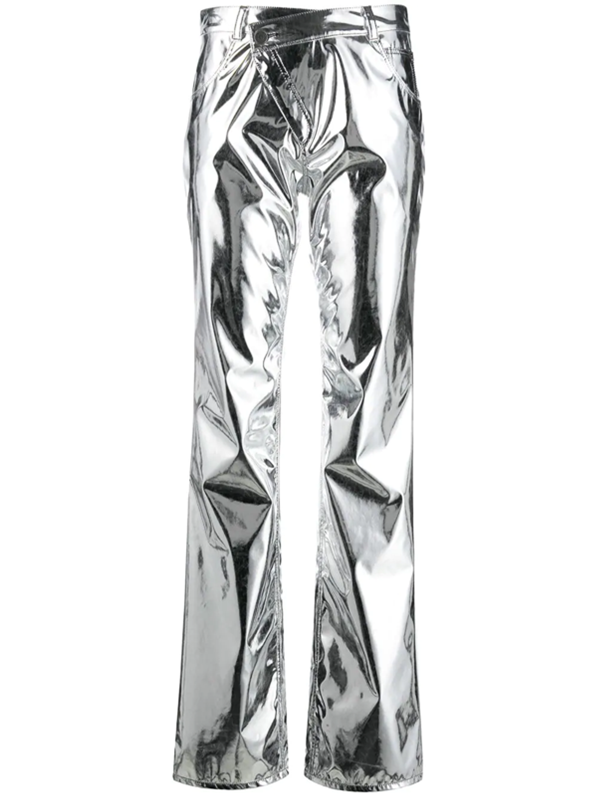 Ottolinger Wrap-waist Metallic Trousers In Silver