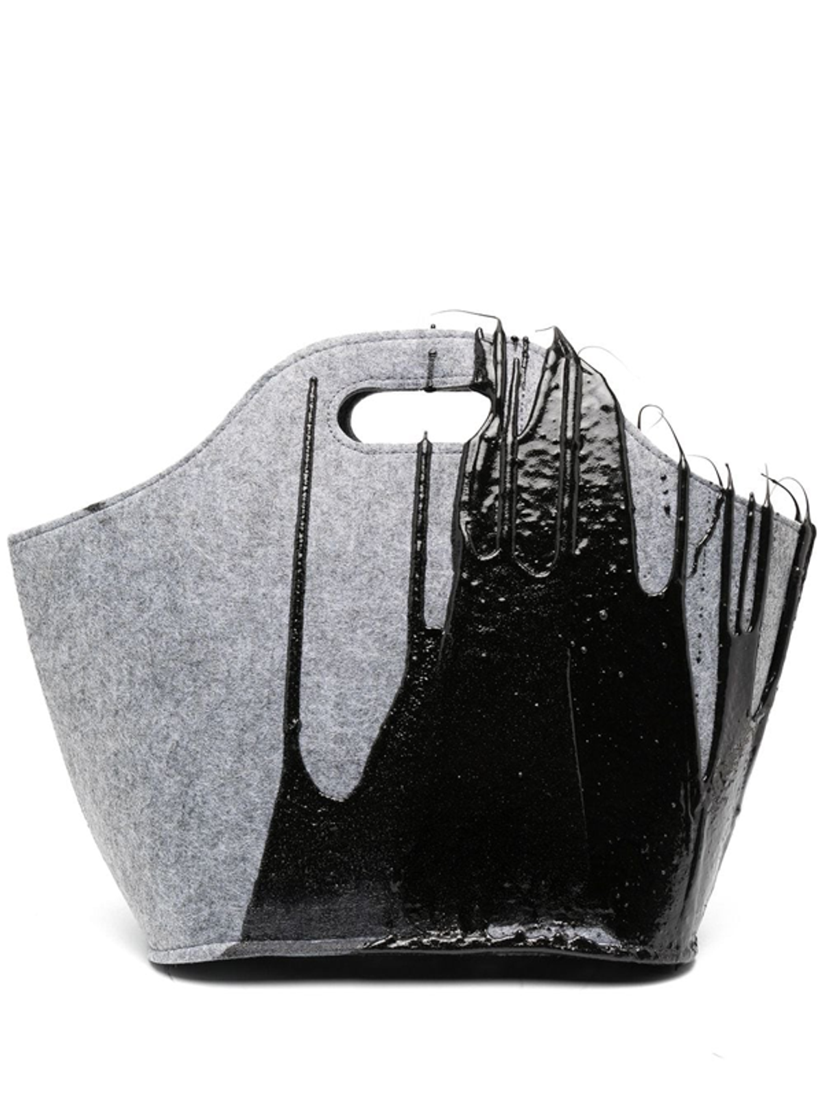 Ottolinger Henri Drip-effect Wool-blend Tote In Grey/black