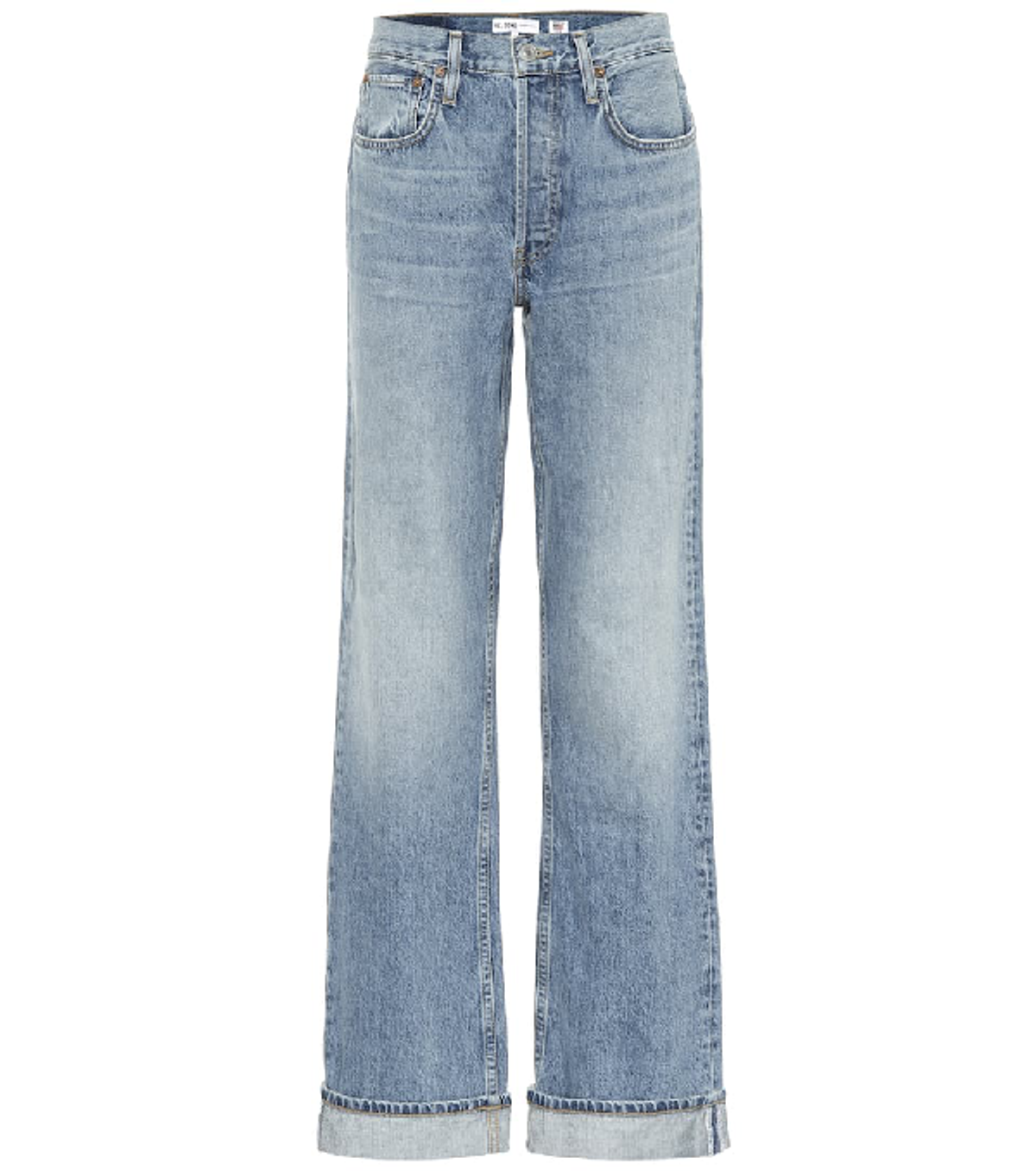 Re/Done 90s Relaxed Mid-rise Straight Jeans In Blue