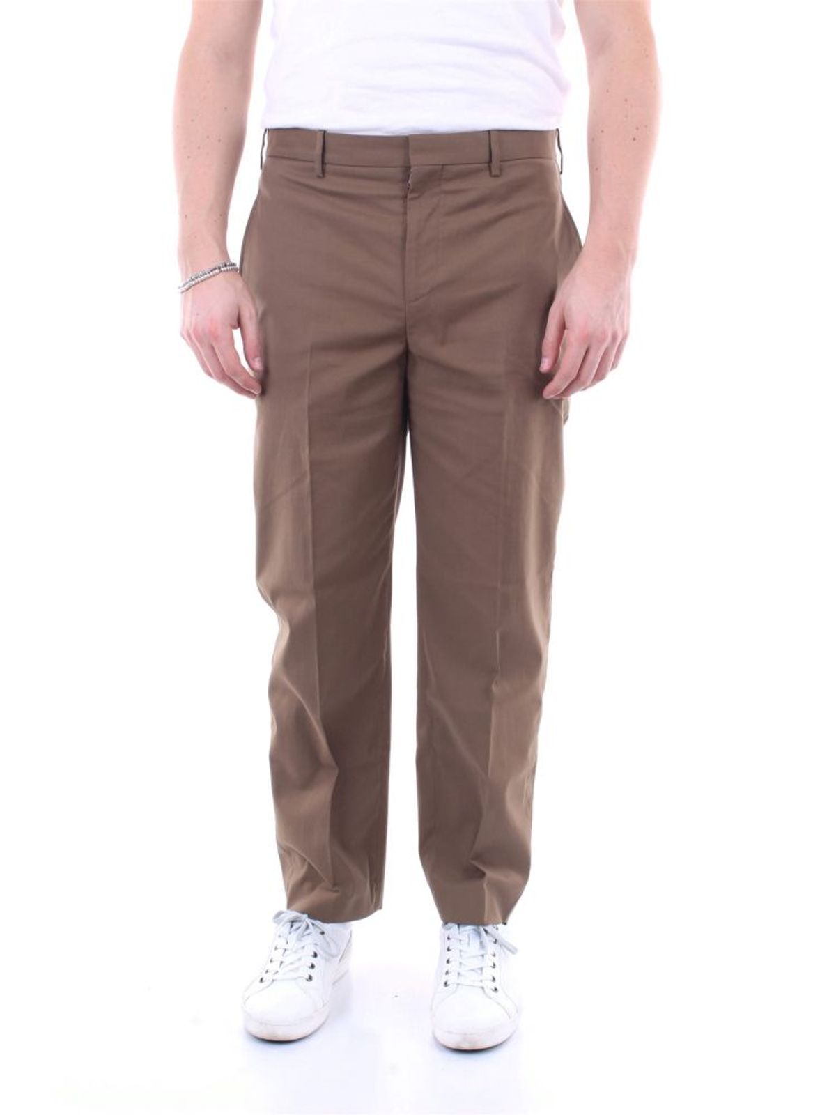 Neil Barrett Neil Barrett Mens Bpa770n073fango Brown Cotton Pants