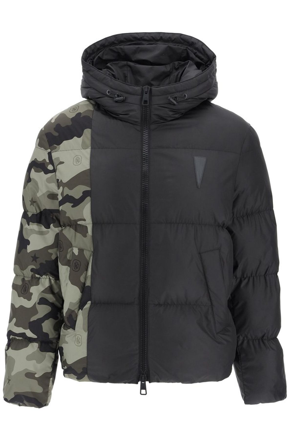 Neil Barrett Neil Barrett Puffer Jacket With Camouflage Motif In Black Olive Camo