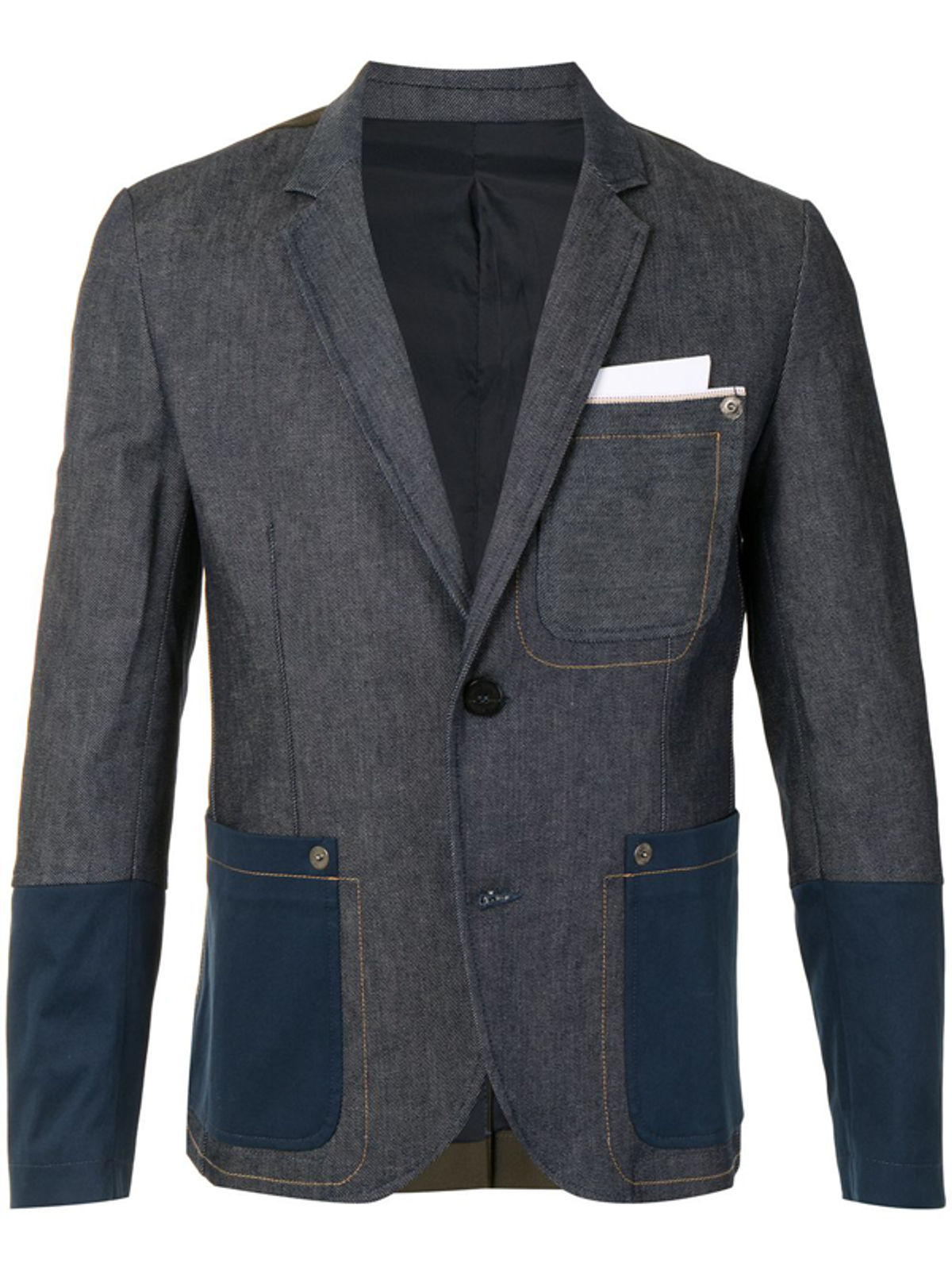Neil Barrett Patchwork-detail Fitted Blazer In Blue