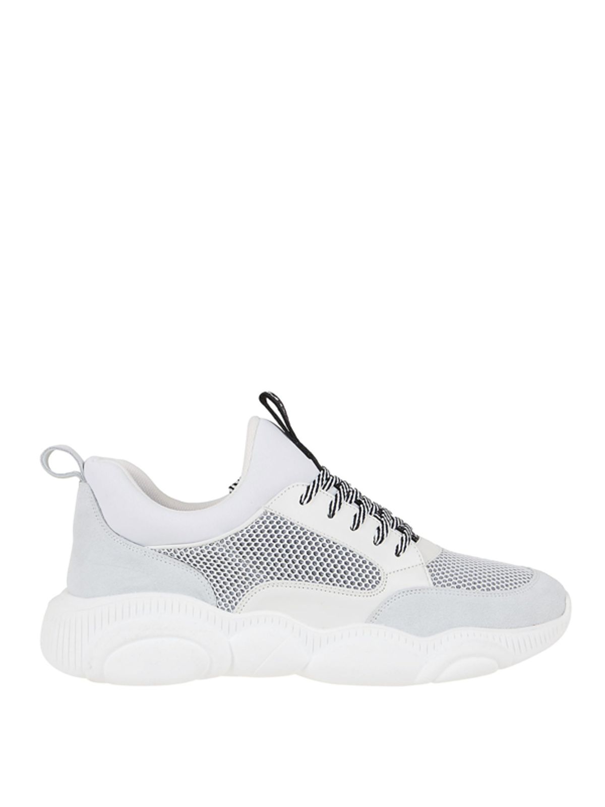 Moschino Mesh And Faux Leather Sneakers In White