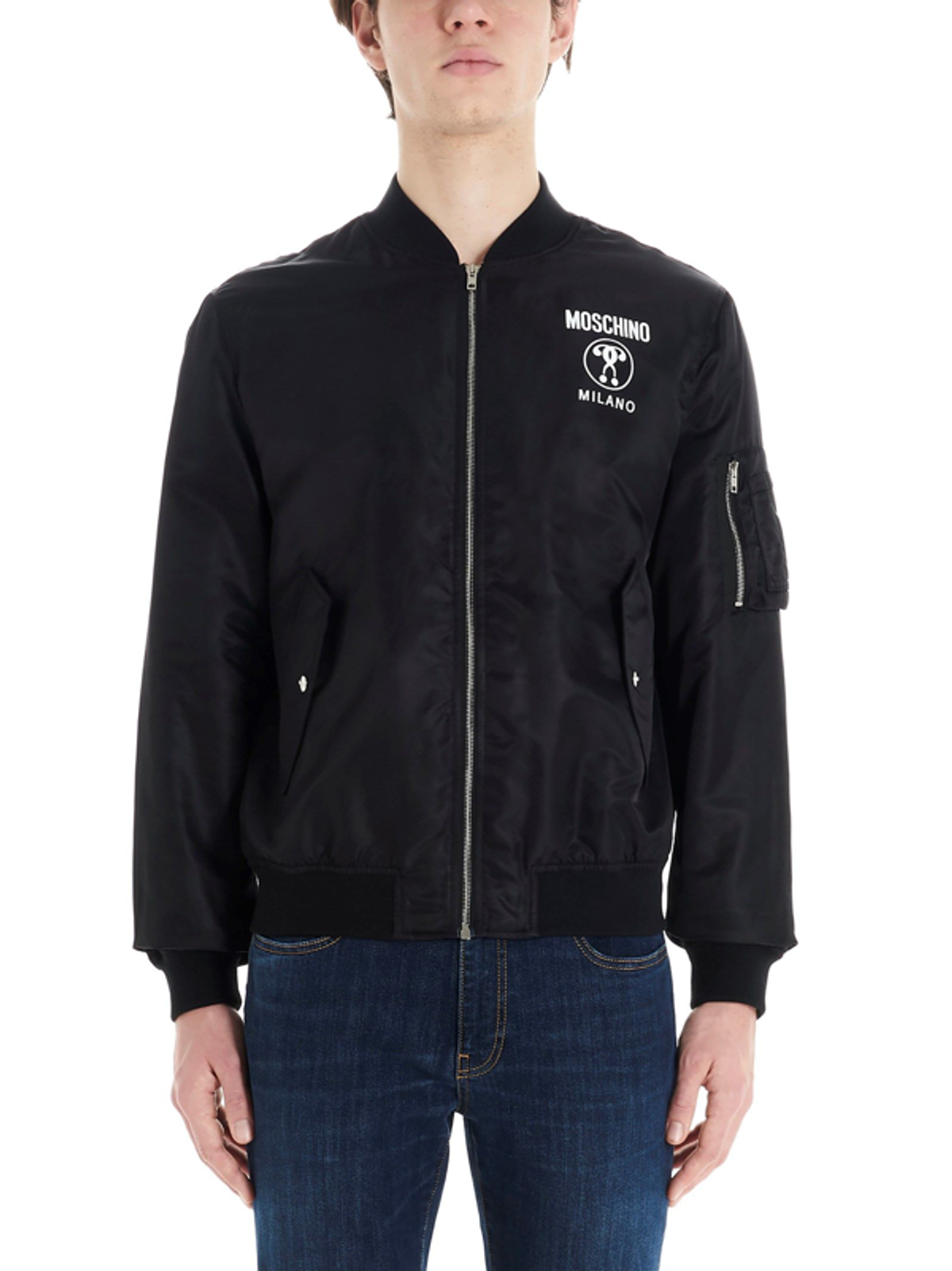 Moschino Moschino Mens J061620151555 Black Other Materials Outerwear Jacket