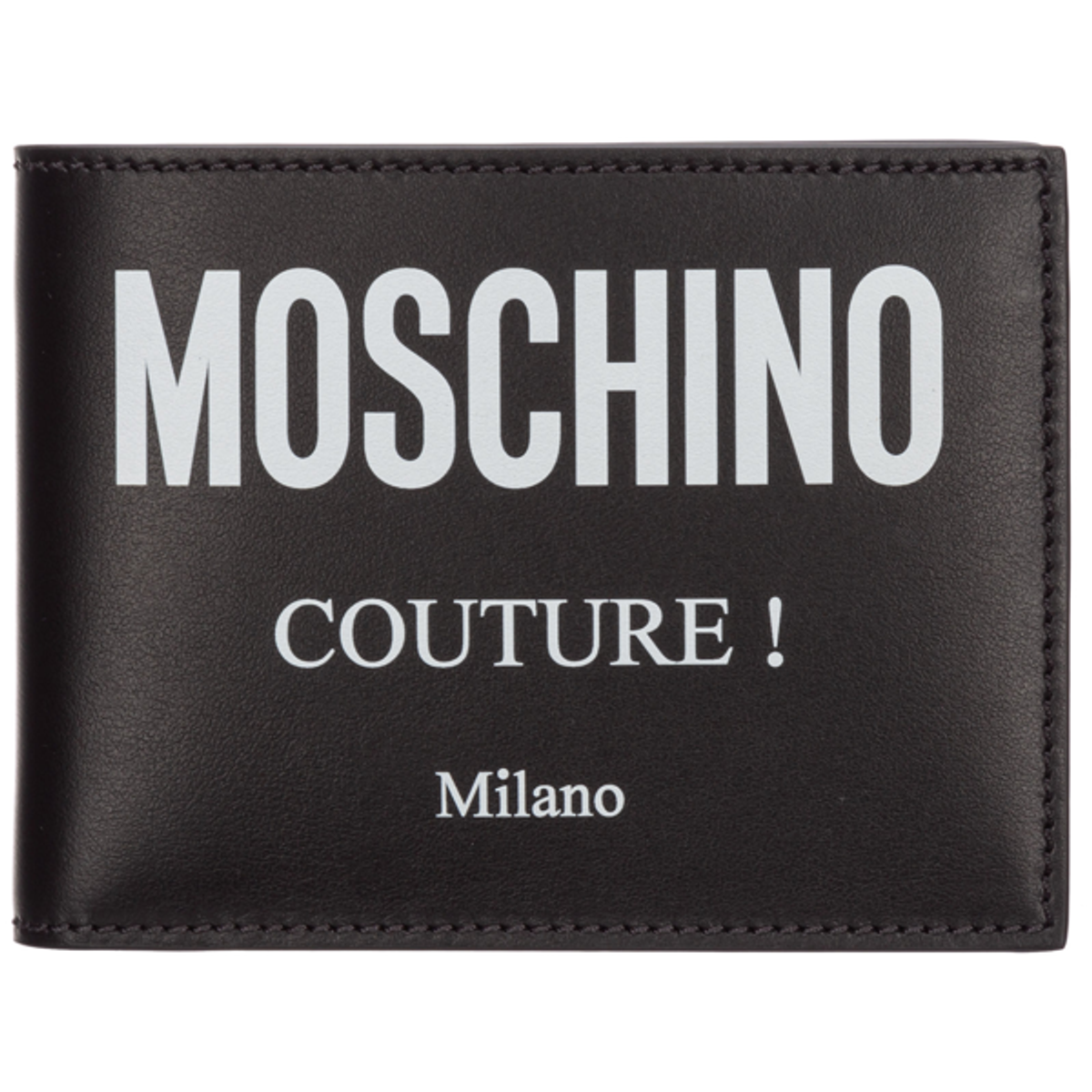 Moschino Mens Genuine Leather Wallet Credit Card Bifold In Black