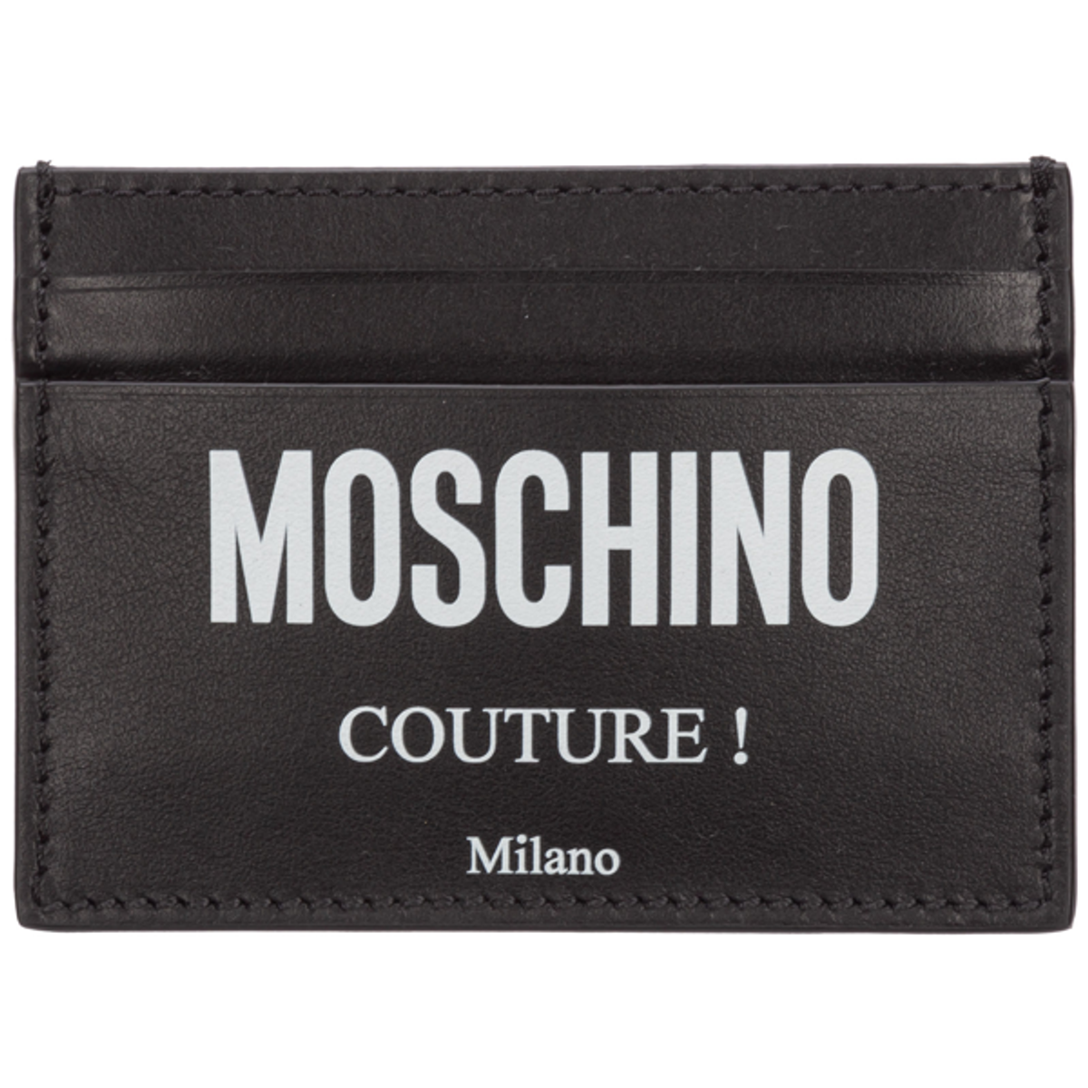 Moschino Mens Genuine Leather Credit Card Case Holder Wallet In Black