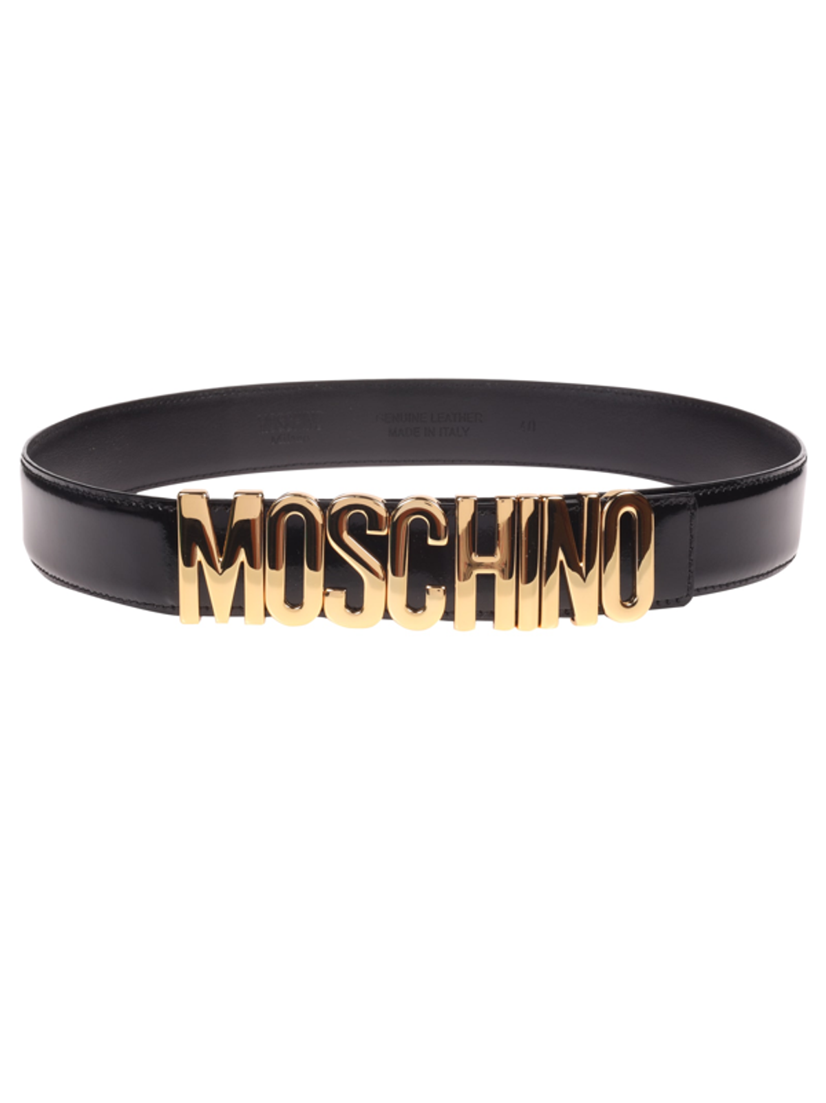 Moschino Logo Buckle Belt In Black/gold