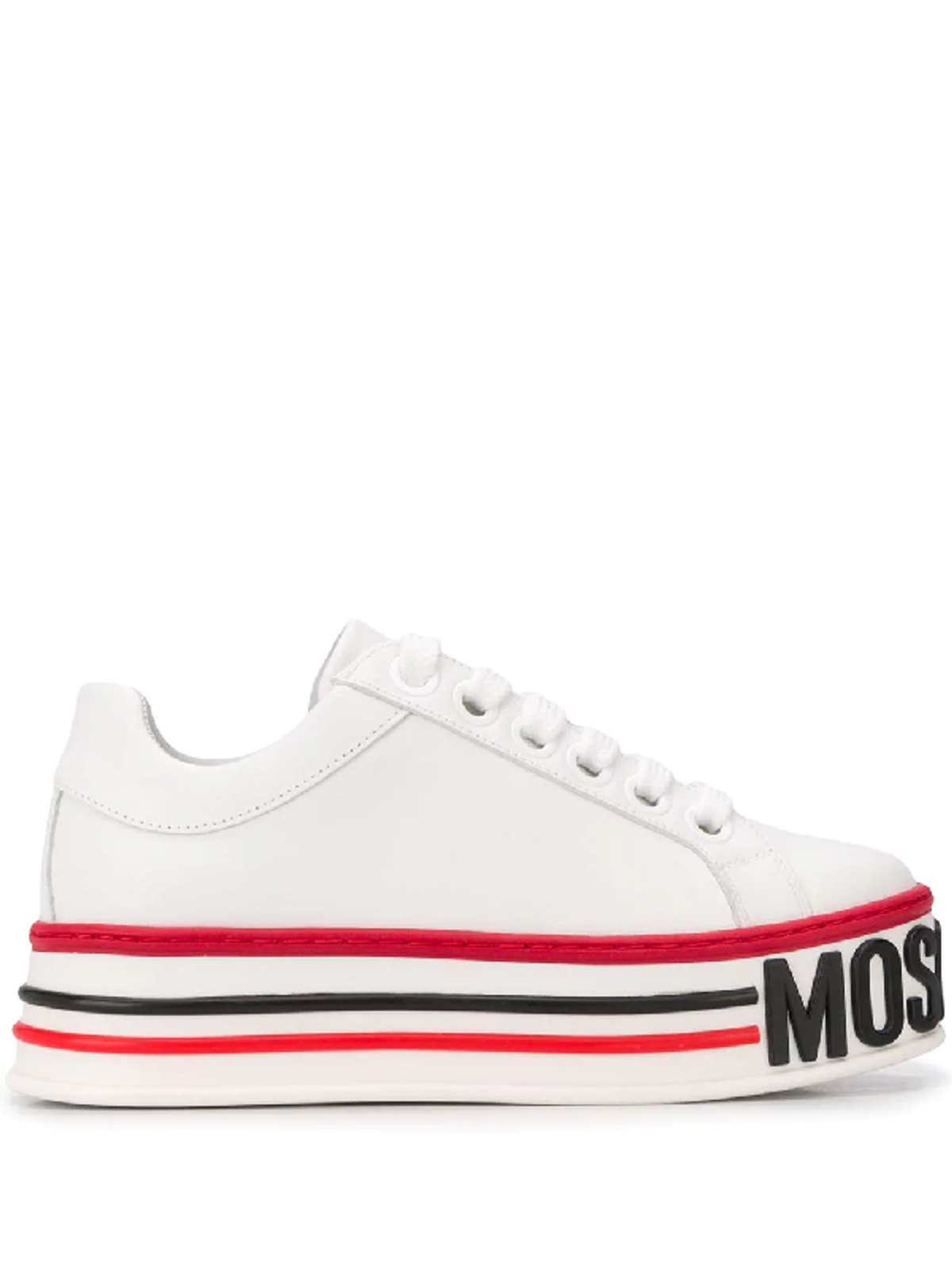 Moschino Women's Shoes Leather Trainers Sneakers Platform In White WHAT’S ON THE STAR?