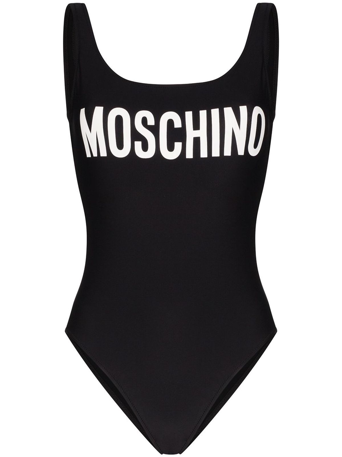 Moschino Logo Print Lycra One Piece Swimsuit In Black