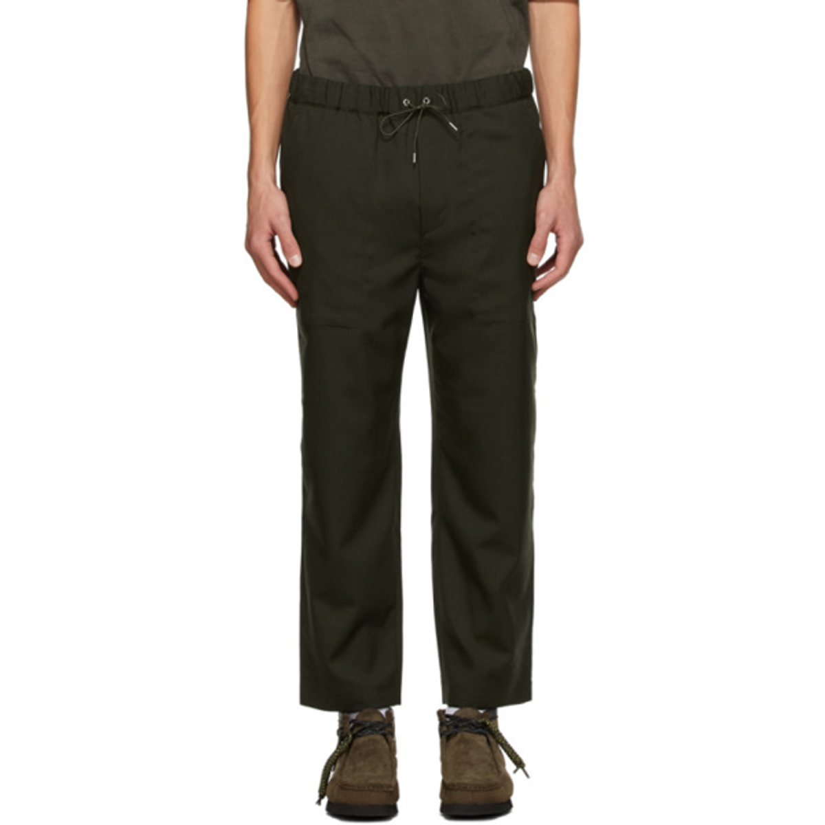 OAMC Oamc Green Cropped Drawcord Trousers In Deep Green