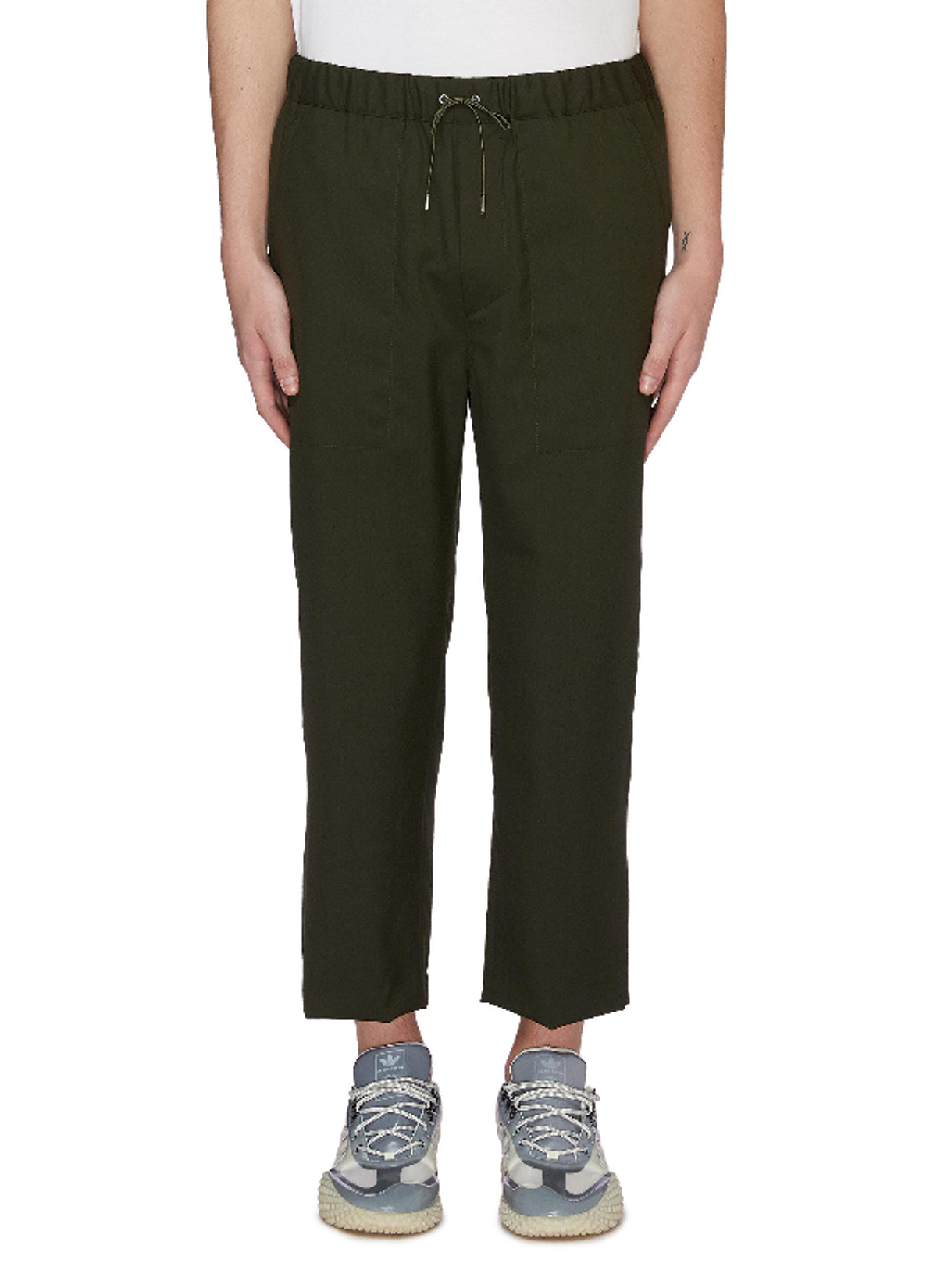 OAMC Elastic Drawcord Waist Virgin Wool Pants In Green