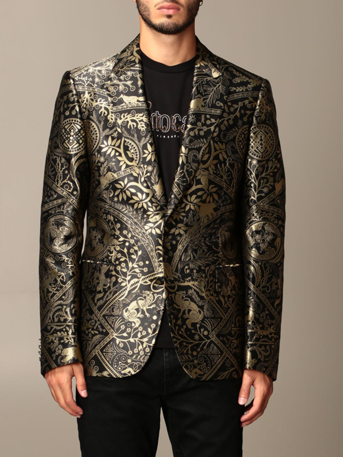 Roberto Cavalli Drop 8 Jacquard Jacket In Gold