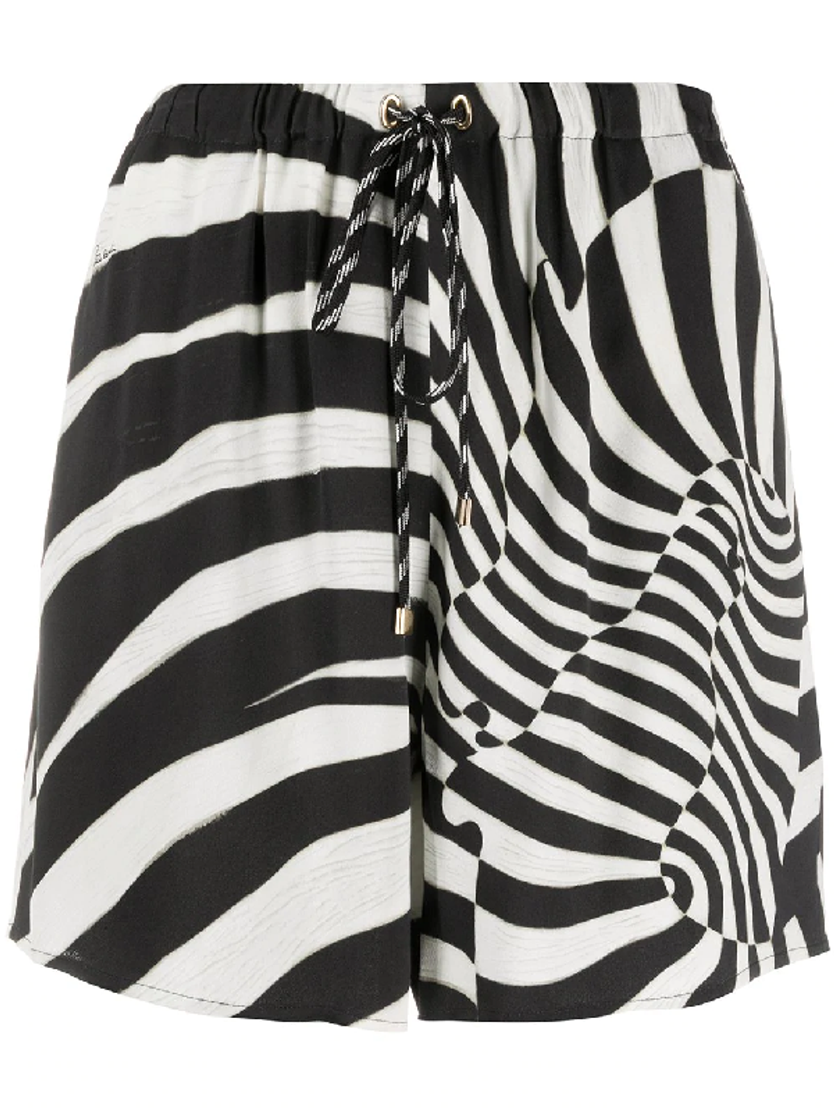 Roberto Cavalli Zebra Avantgarde Print Shorts In Black