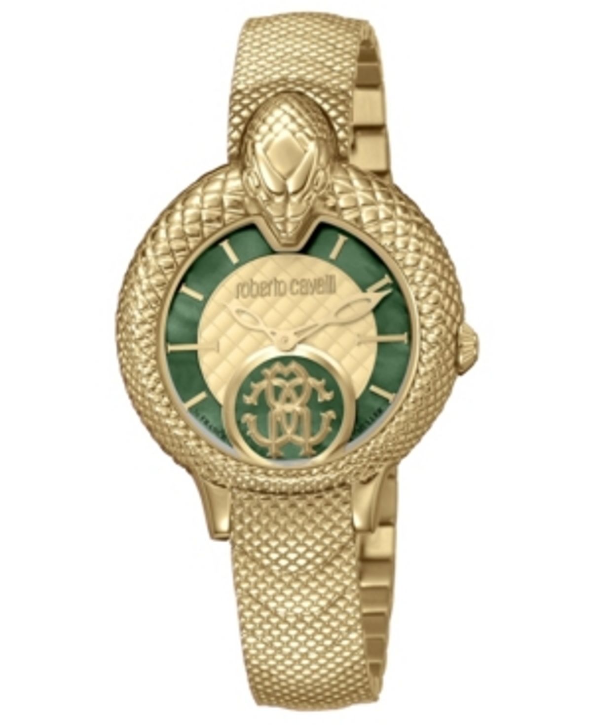 Roberto Cavalli By Franck Muller Womens Swiss Quartz Gold-tone Stainless Steel Bracelet Watch, 34mm