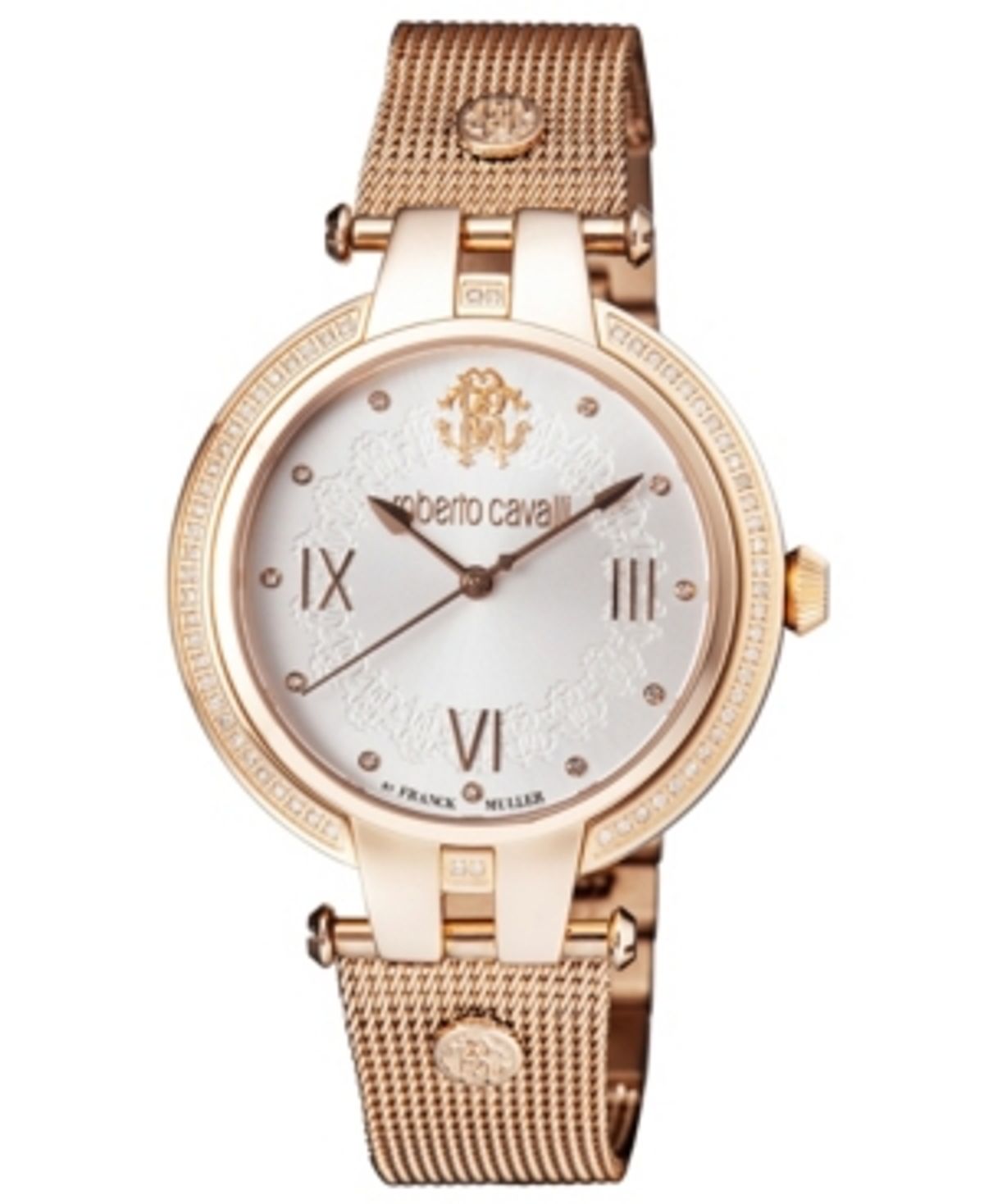 Roberto Cavalli By Franck Muller Womens Diamond Swiss Quartz Rose-tone Stainless Steel Bracelet Watch, 40mm In Rose Gold
