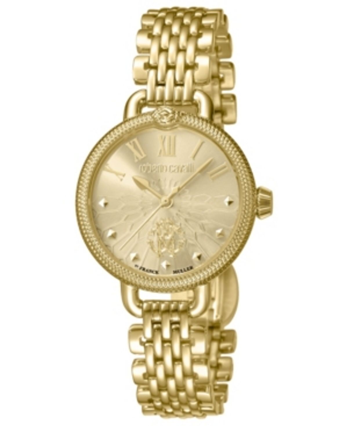 Roberto Cavalli By Franck Muller Womens Swiss Quartz Gold-tone Stainless Steel Bracelet Watch, 30mm