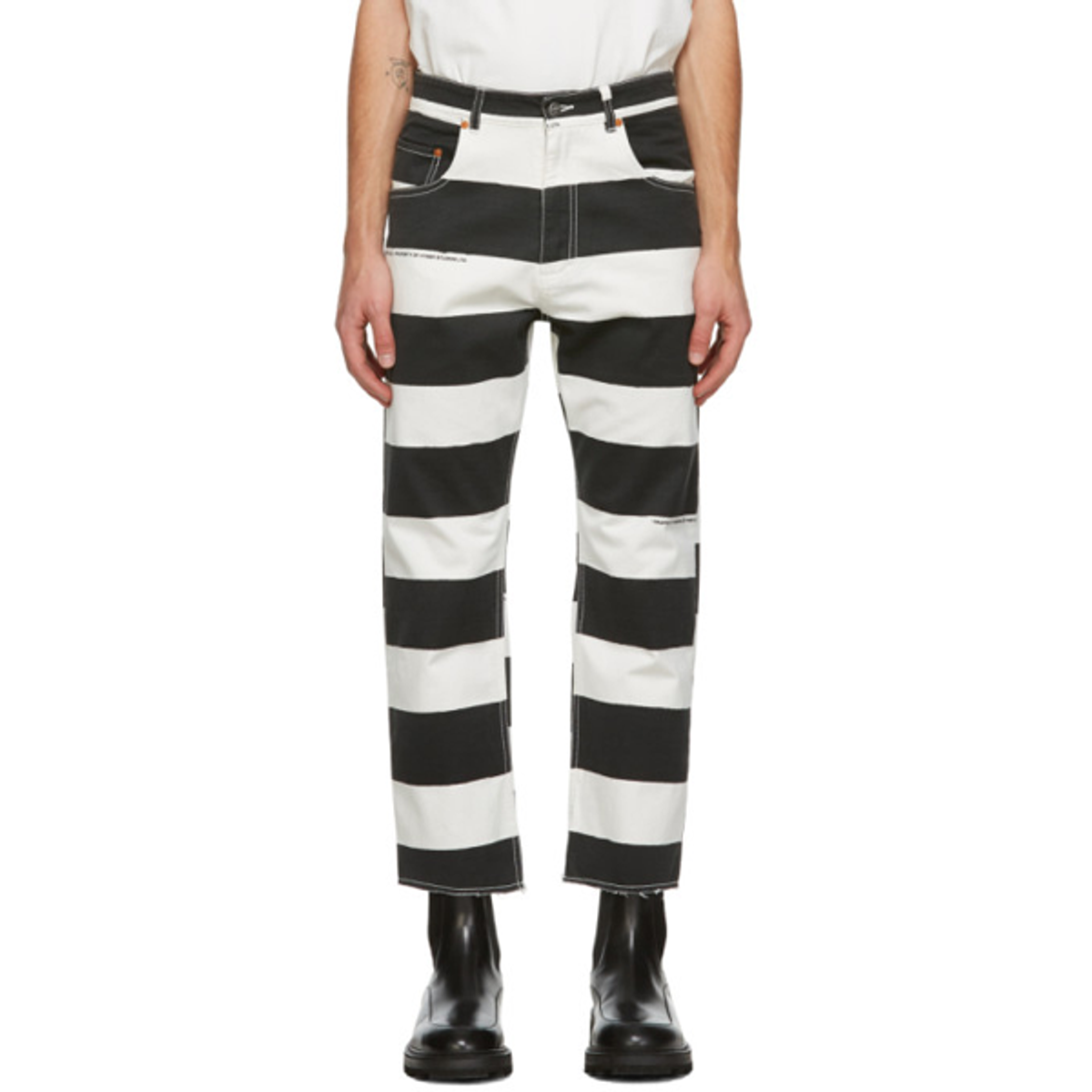 Vyner Articles Vyner Articles Black And White Stripe Print Trousers In Black White
