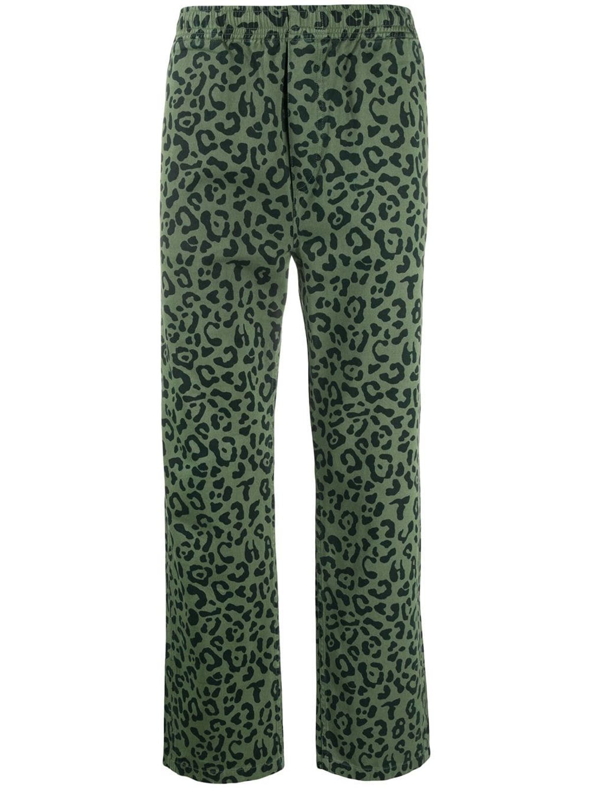 Vyner Articles Leopard Print Straight-leg Trousers In Green