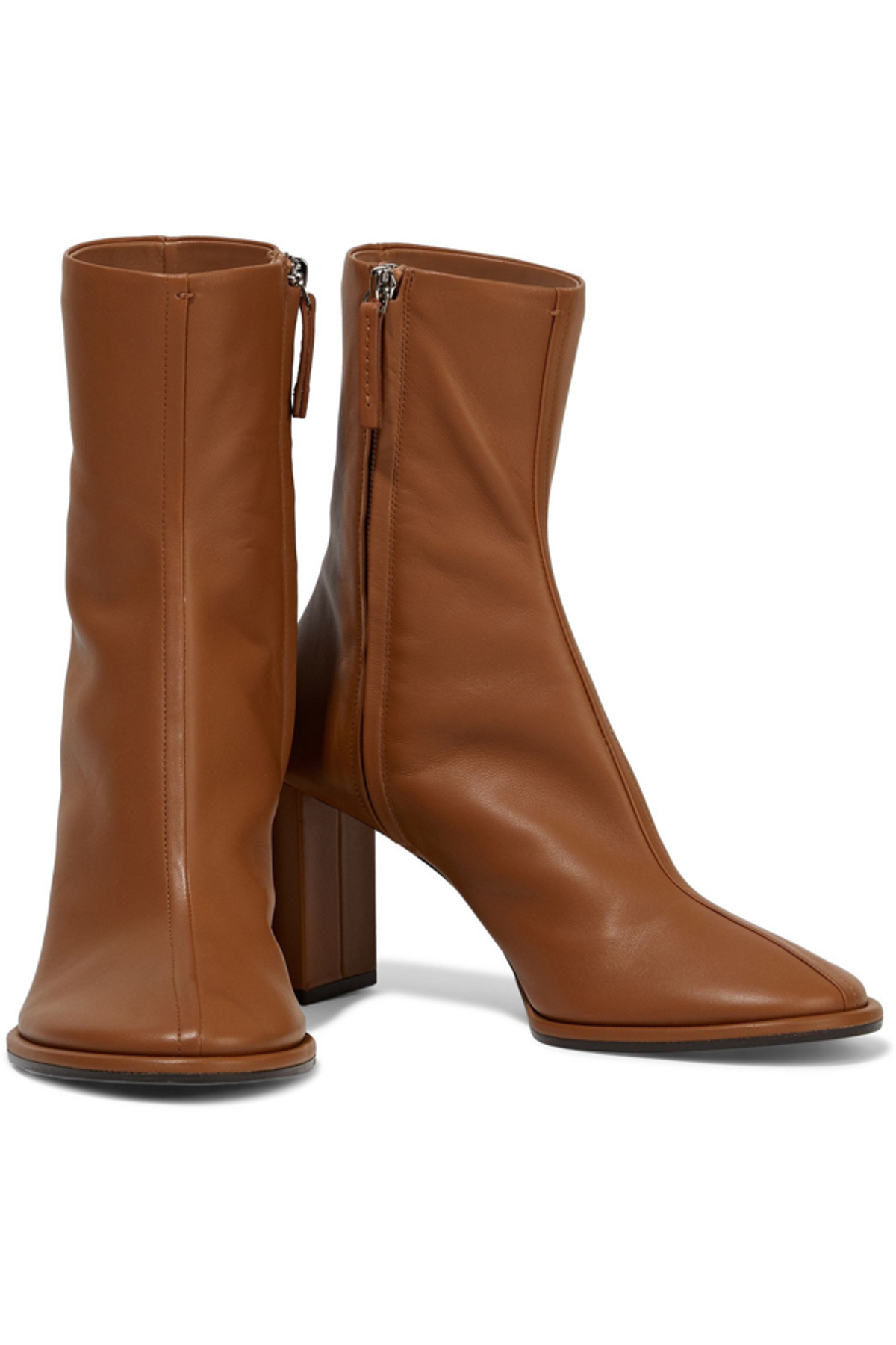 The Row Teatime Leather Ankle Boots In Light Brown
