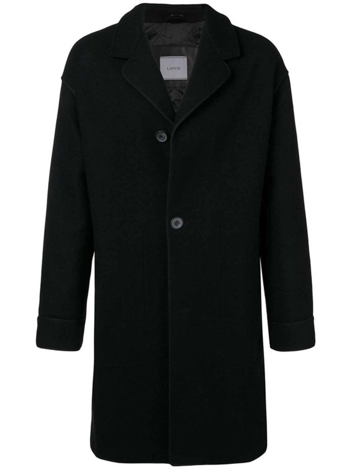 Lanvin Buttoned Lanvin Mens Black Wool Coat