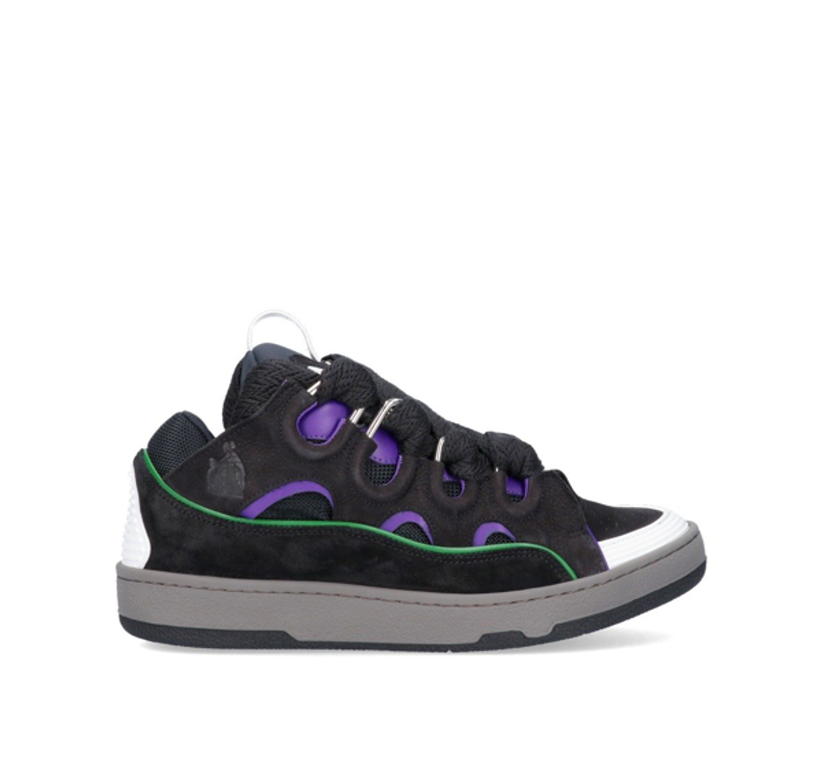 Lanvin Buttoned Curb Chunky Low-top Sneakers In Black