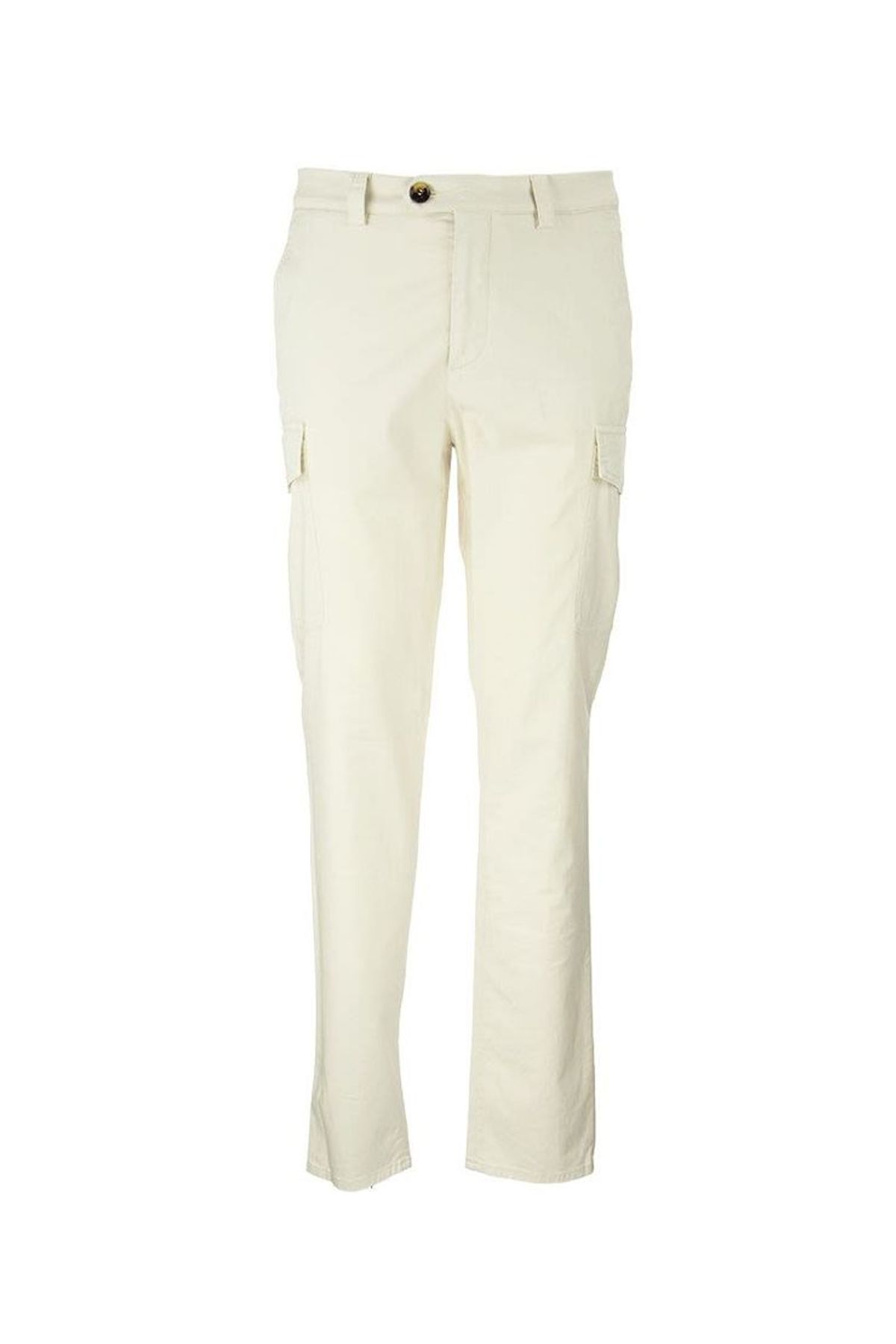 Brunello Cucinelli Garment Dyed Leisure Fit Trousers In American Pima Comfort Cotton Gabardine With Cargo Pockets In Natural