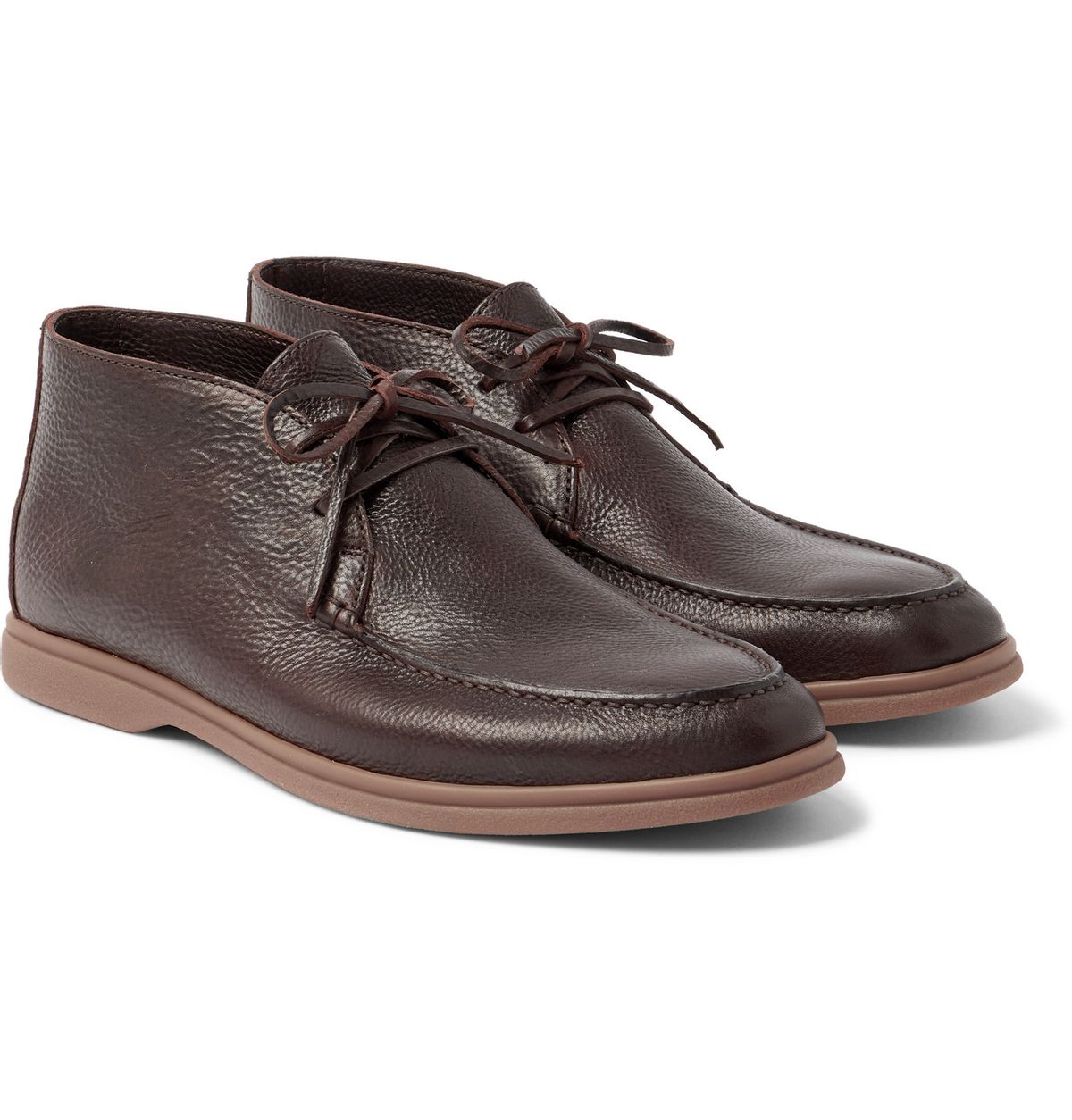 Brunello Cucinelli Full-grain Leather Chukka Boots In Brown