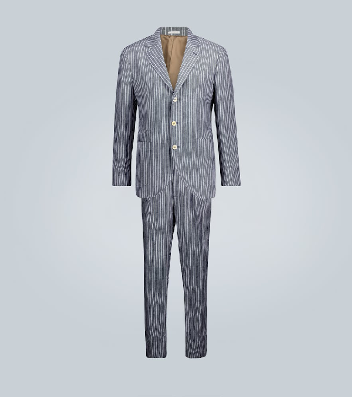 Brunello Cucinelli Exclusive To Mytheresa Striped Linen Suit In Blue