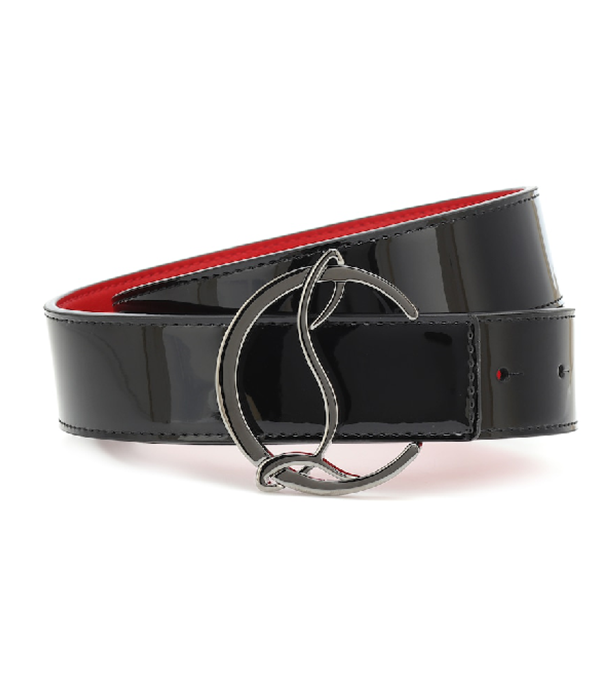 Christian Louboutin Cl Logo Reversible Leather Belt In Black