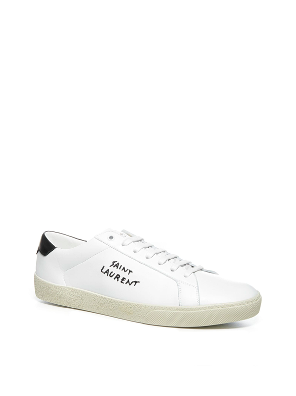 Saint Laurent Court Classic Sl/06 Embroidered Sneaker In Bianco
