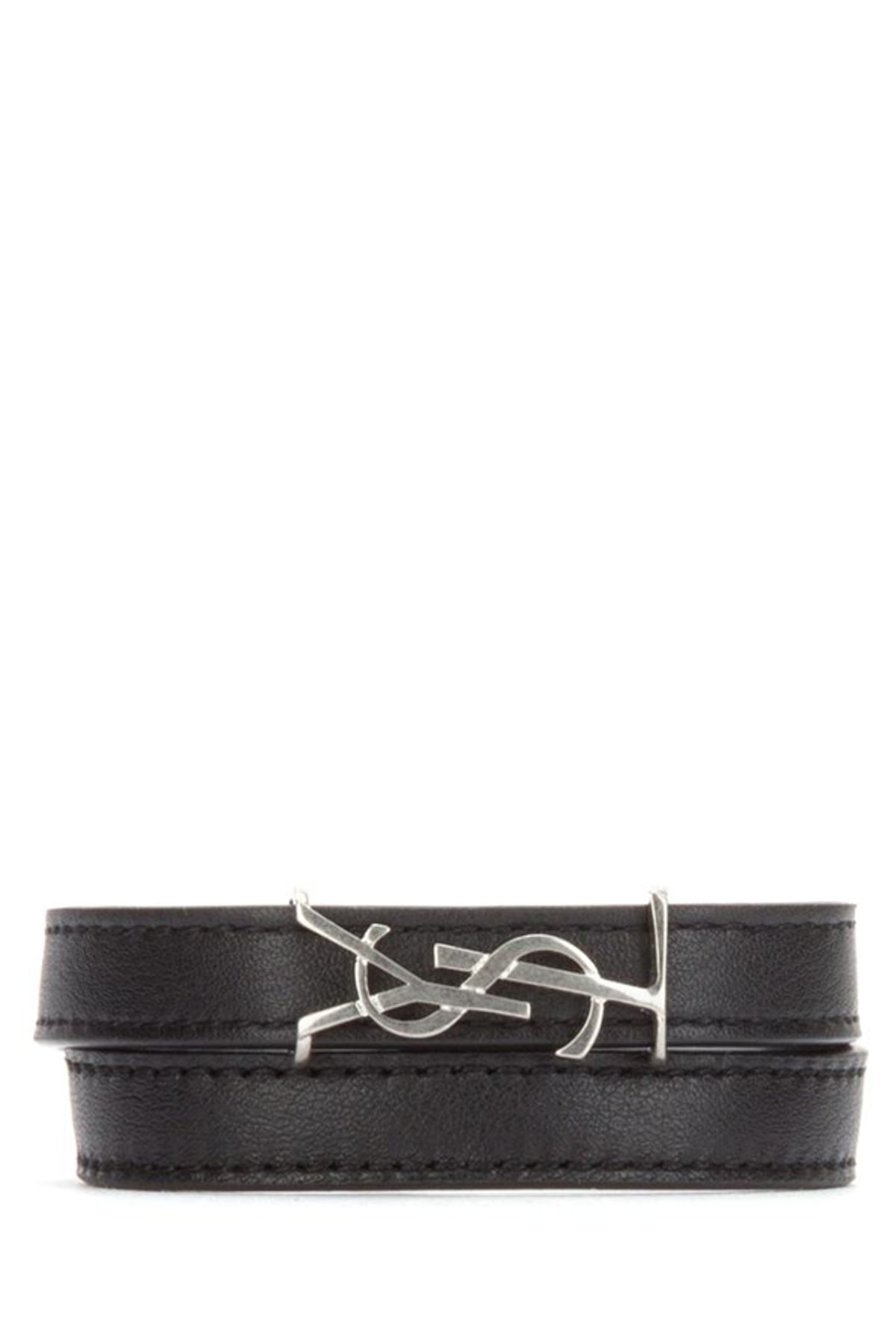 Saint Laurent Saint Laurent Double Wrap Ysl Bracelet In Black