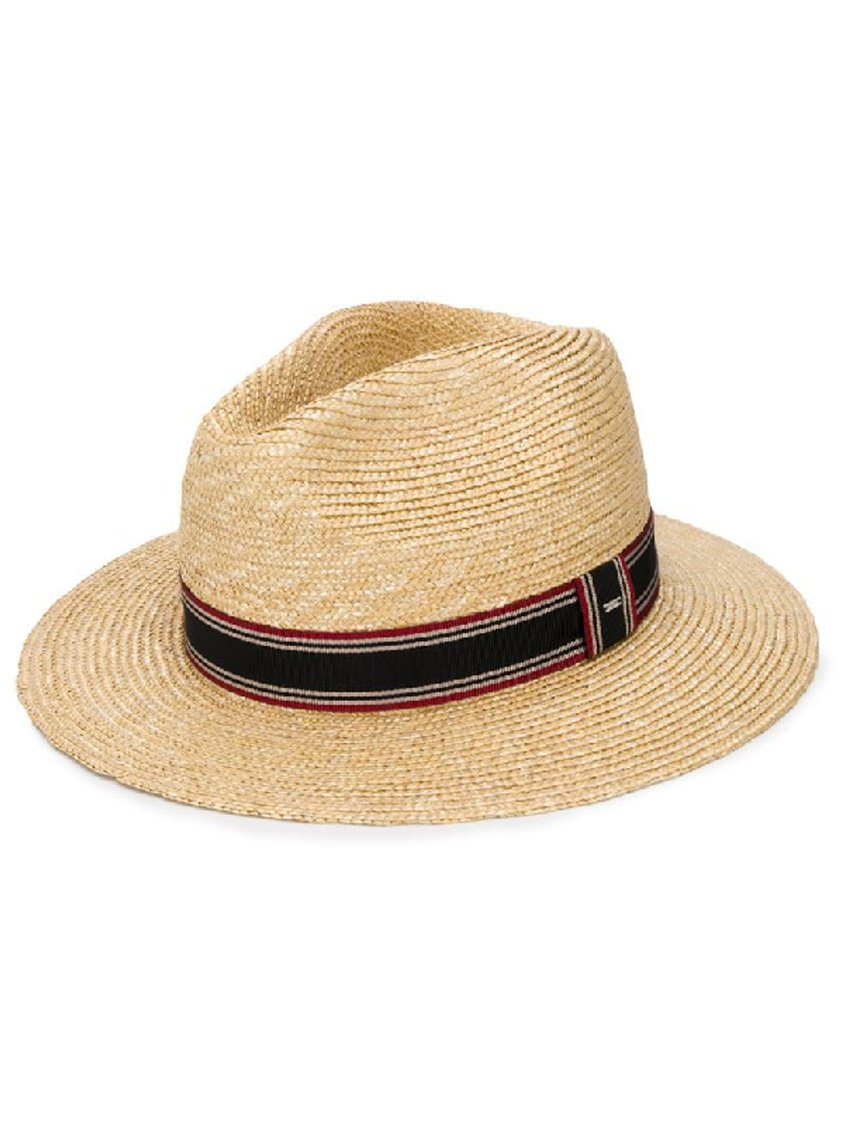 Saint Laurent Ribbon-trimmed Straw Panama Hat In Neutrals