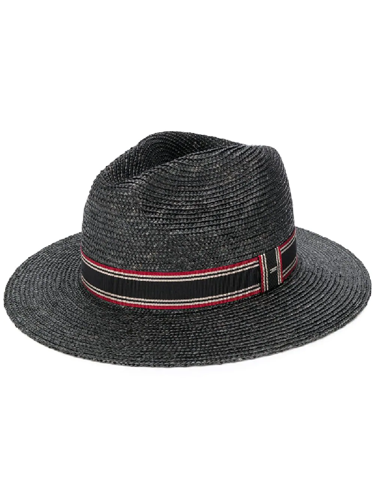 Saint Laurent Grosgrain-trimmed Straw Trilby Hat In Black