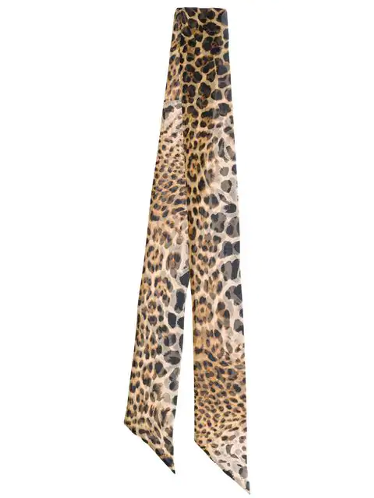 Saint Laurent Leopard-print Silk-chiffon Scarf In Brown