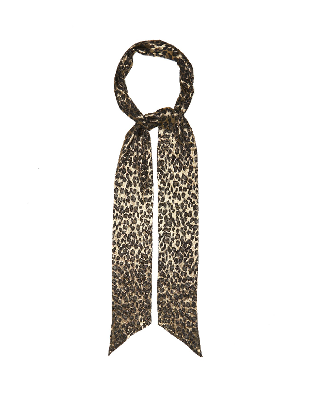 Saint Laurent Large Lavalliere Lame Leopard Jacquard Scarf In Black
