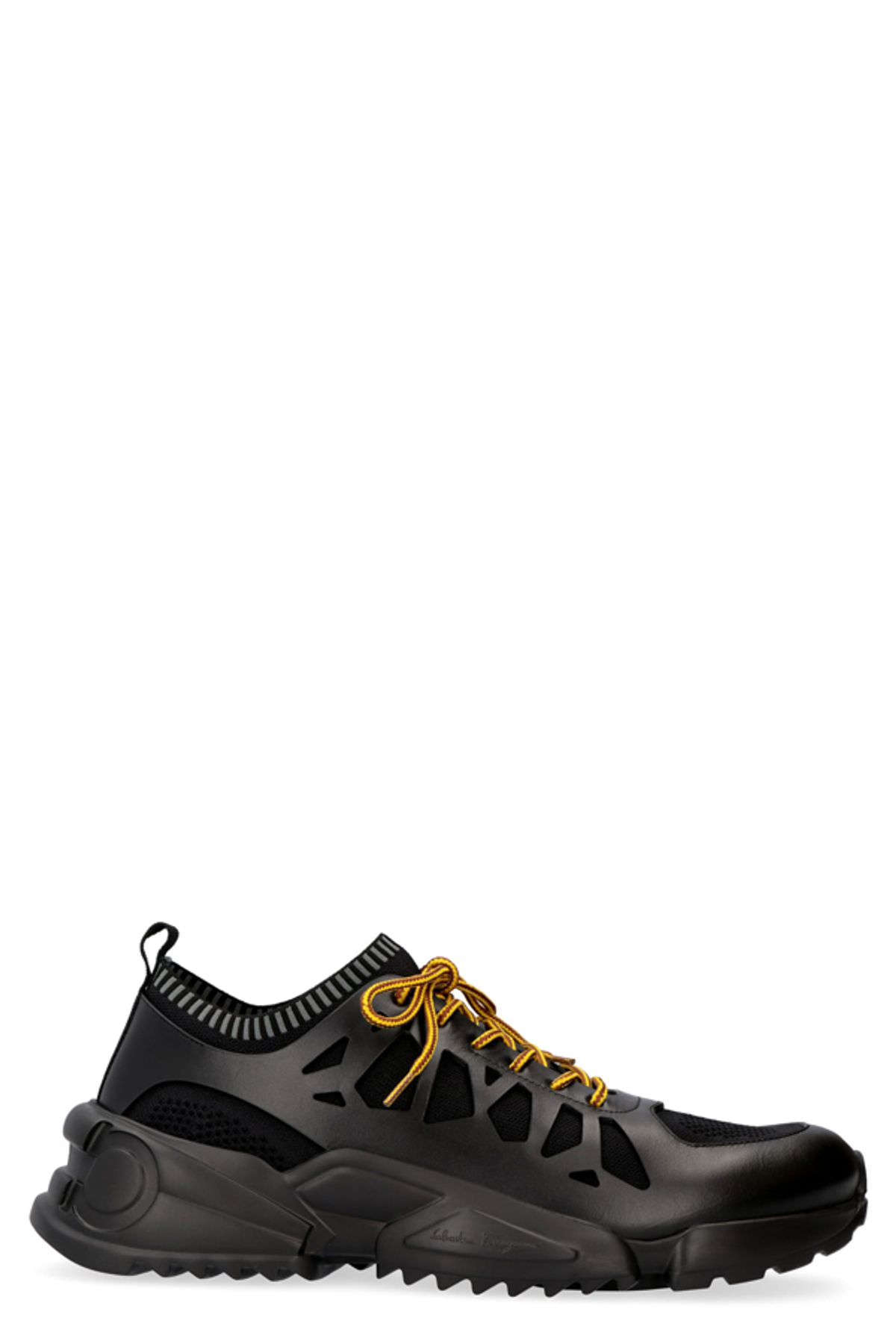 Ferragamo Raintop Techno-fabric And Leather Sneakers In Nero Grigio