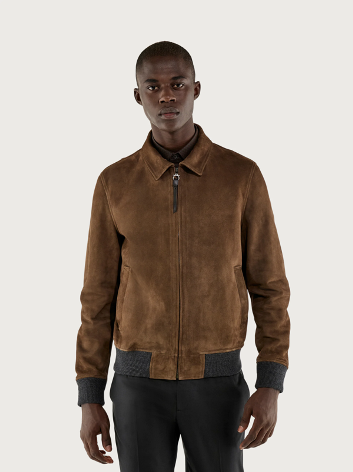 Ferragamo Suede Blouson In Brown