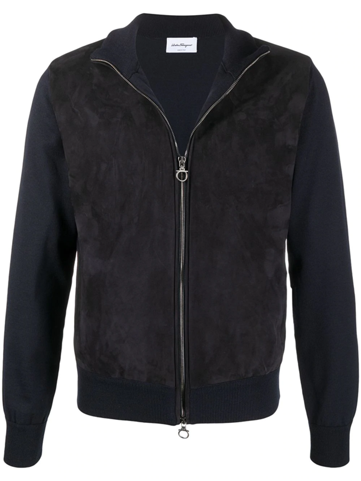 Ferragamo Gancini Zip Bomber Jacket In Blue