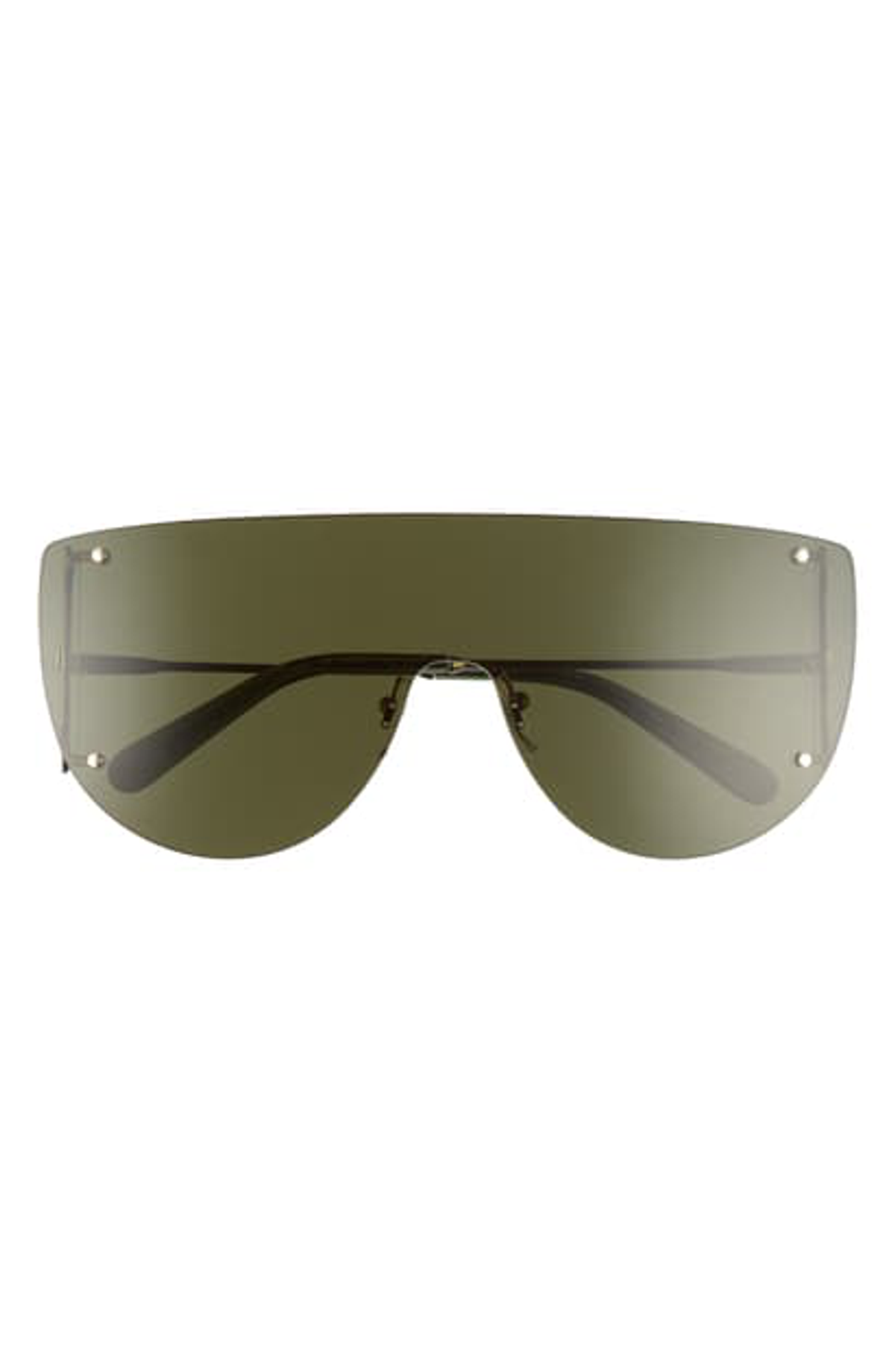 Ferragamo 65mm Oversize Rimless Shield Sunglasses In Gold/ Green