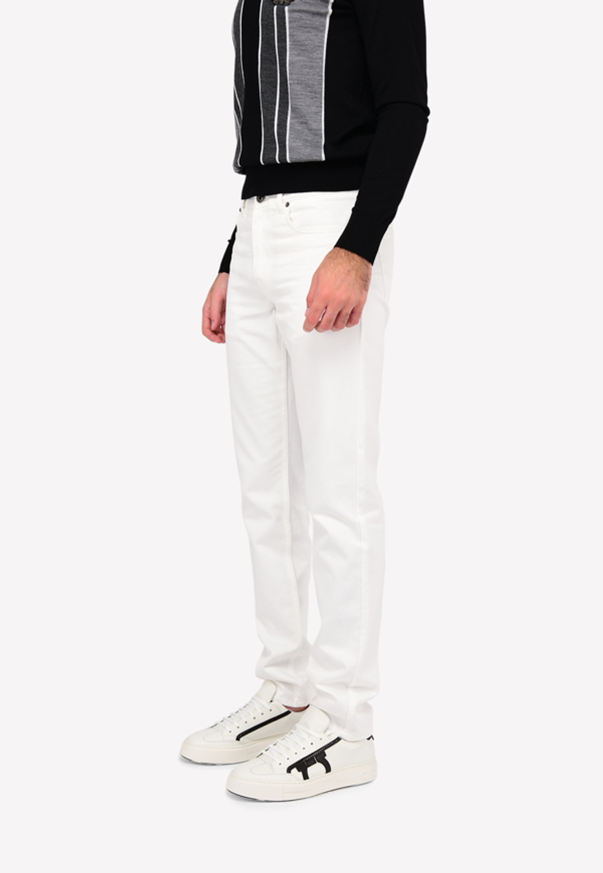 Ferragamo Straight-fit Jeans In Cotton In White