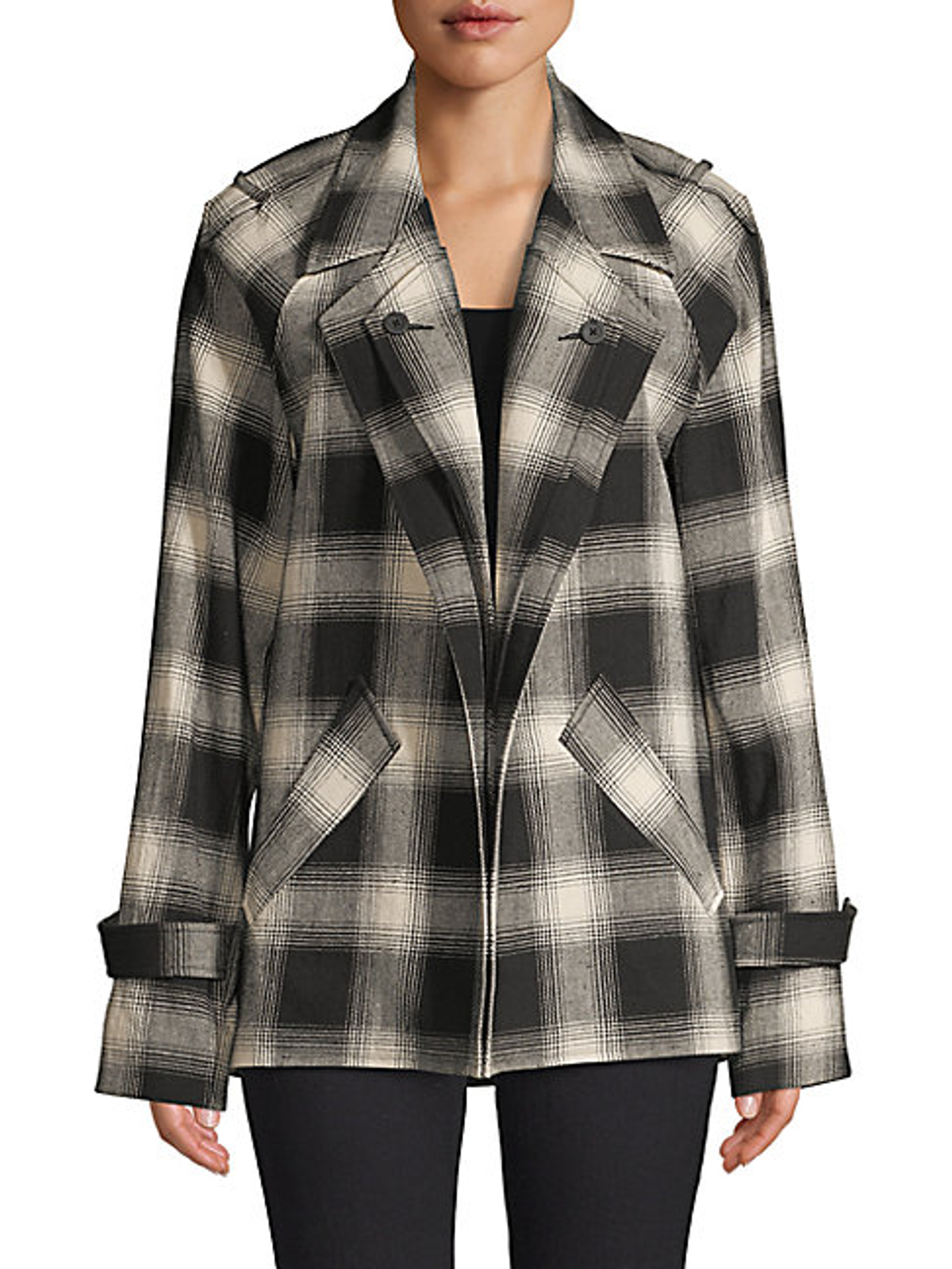 Rta Nikki Cotton Plaid Jacket In Beige Check