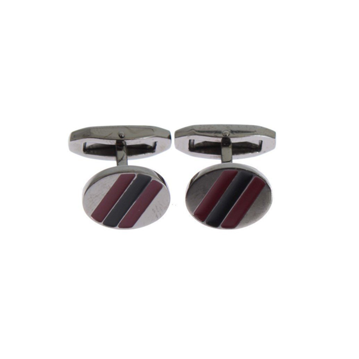 Dolce & Gabbana Black Red Stone Silver Brass Cufflinks