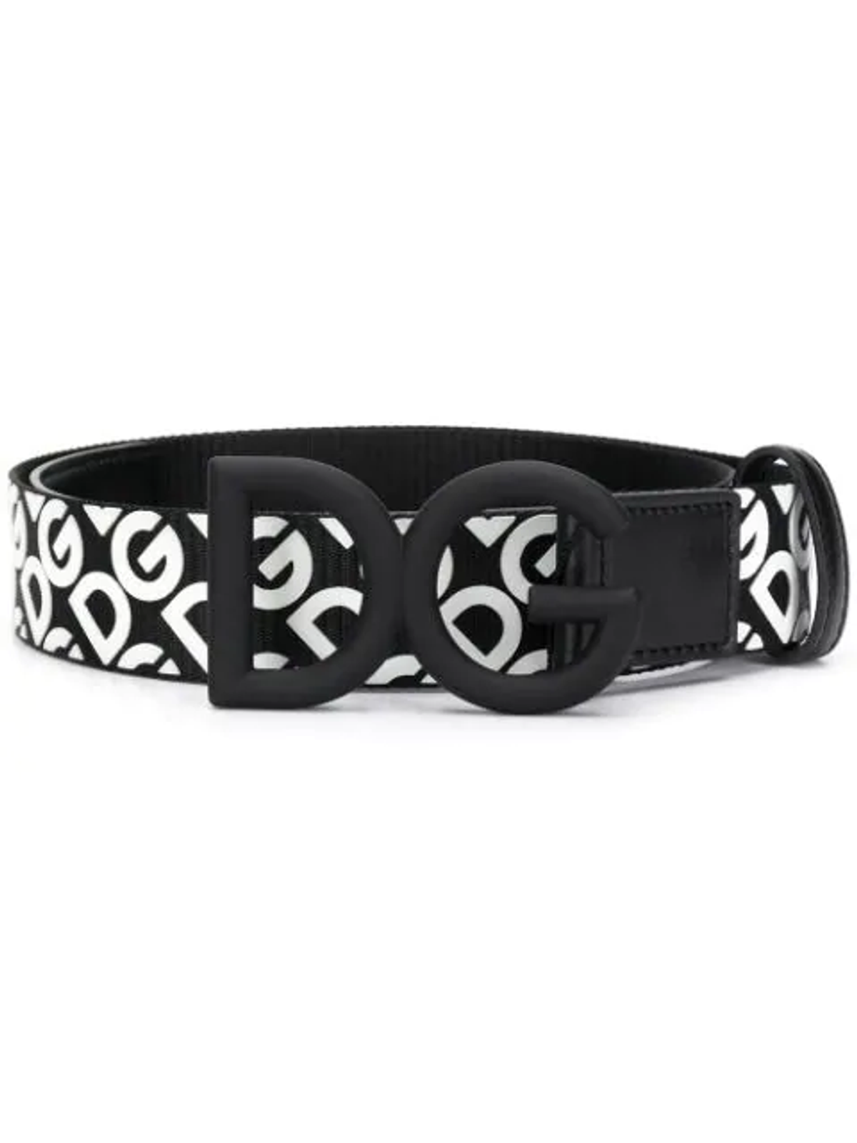 Dolce & Gabbana Dg Embossed Webbing Belt In Black